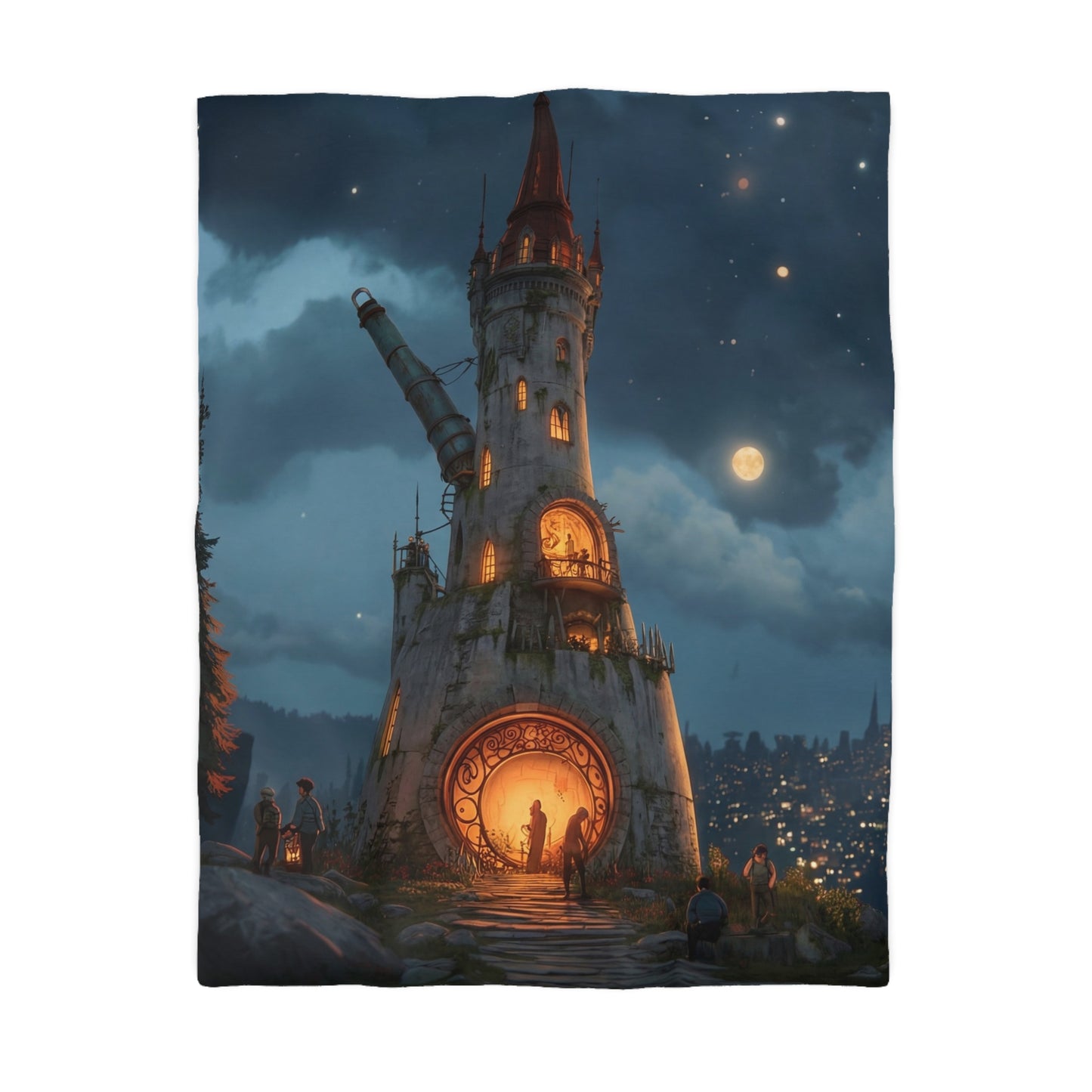 Starlit Observatory Duvet Cover – Whispers of the Cosmic Gate