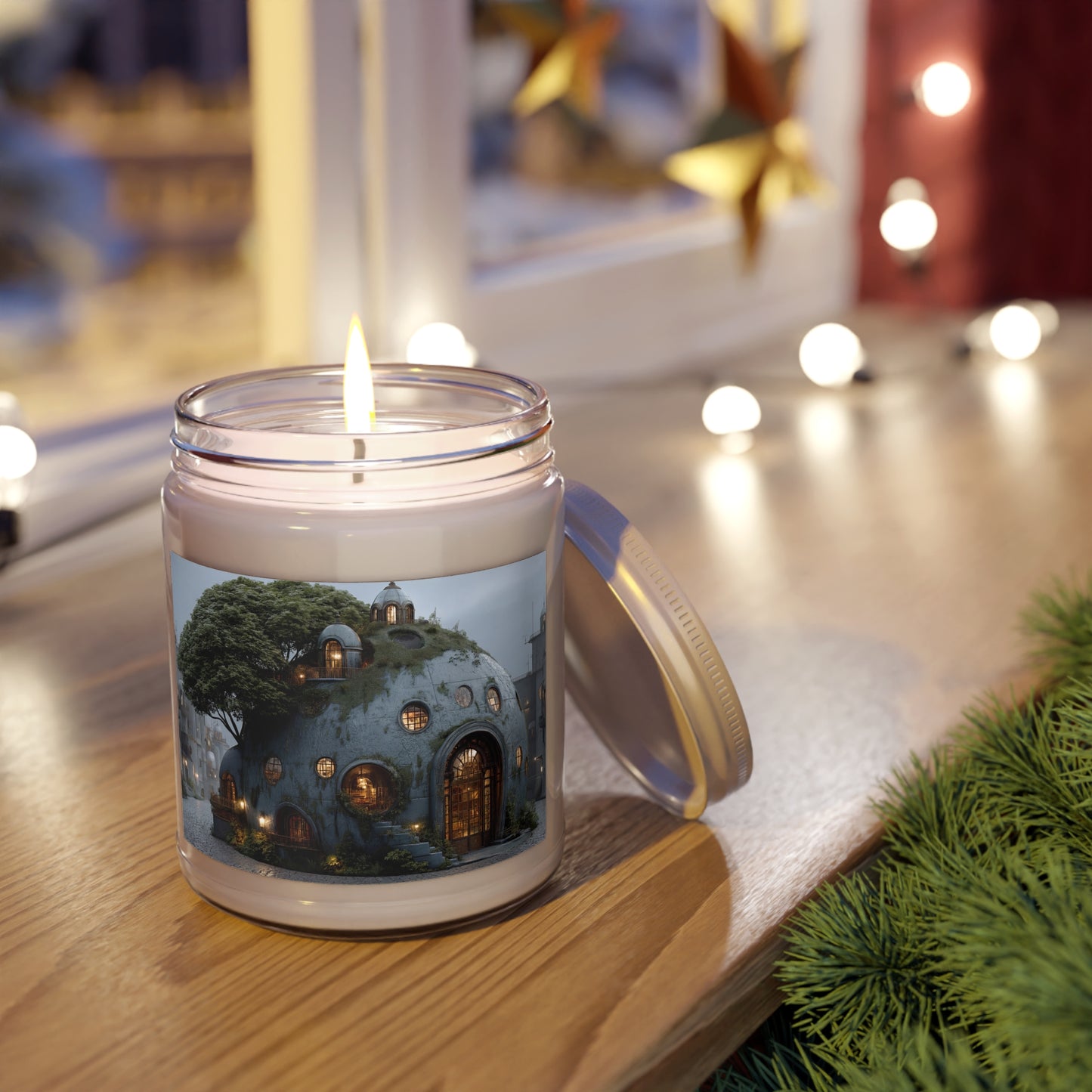 Sky-Rooted Dome House Scented Soy Candles with White Lid, 9oz – Twilight Sanctuary Glow