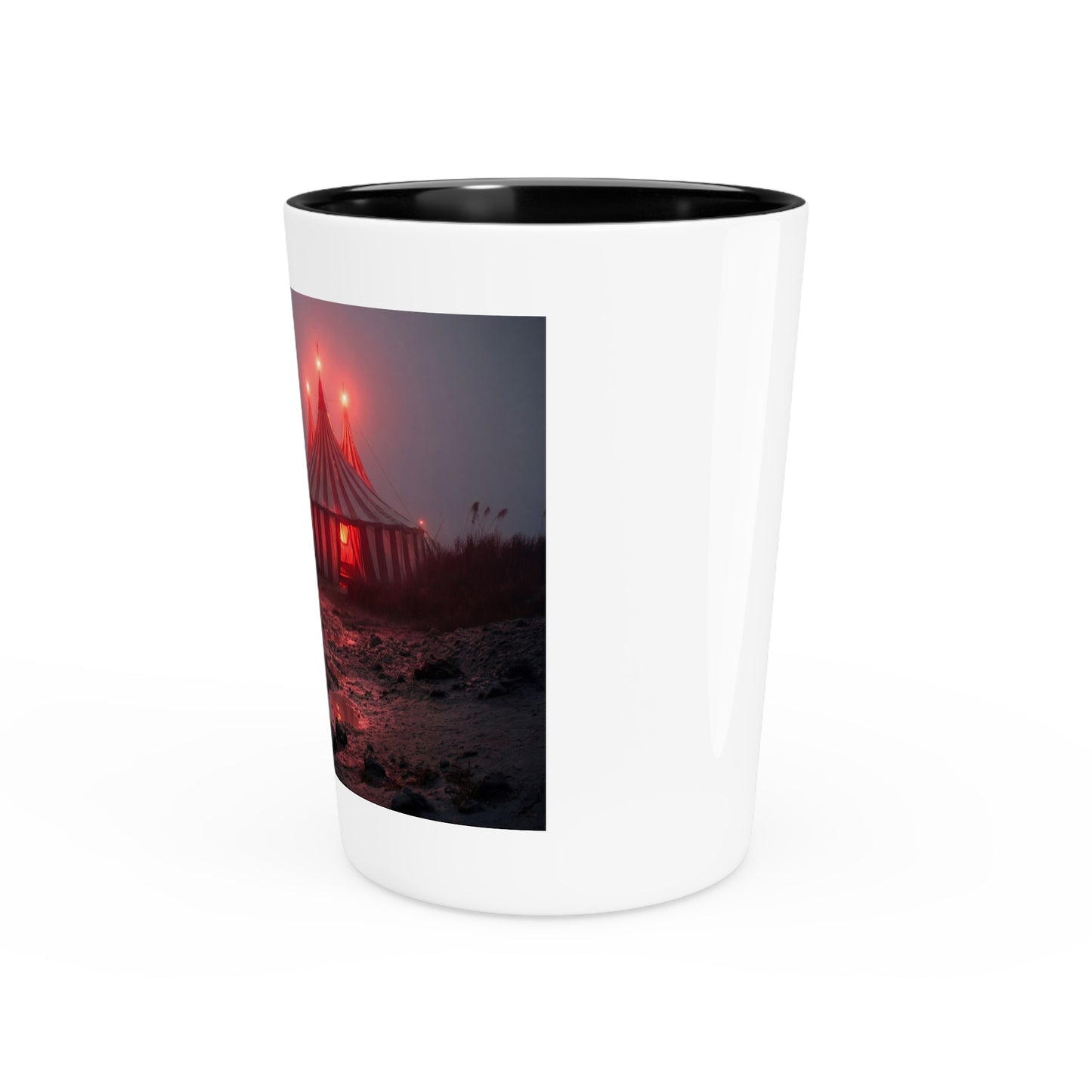 Crimson Circus Tent Shot Glass – Midnight Mirage on the Shore