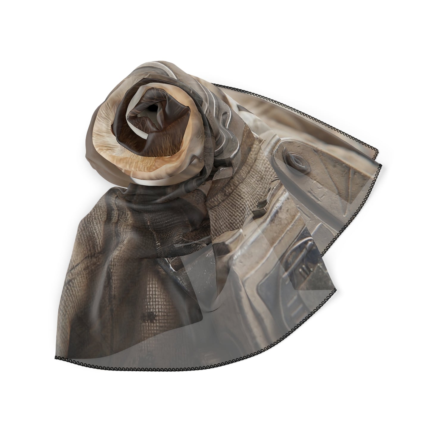 Astronaut Cat Poly Scarf – Warm Amber Eyes Through Cosmic Helm