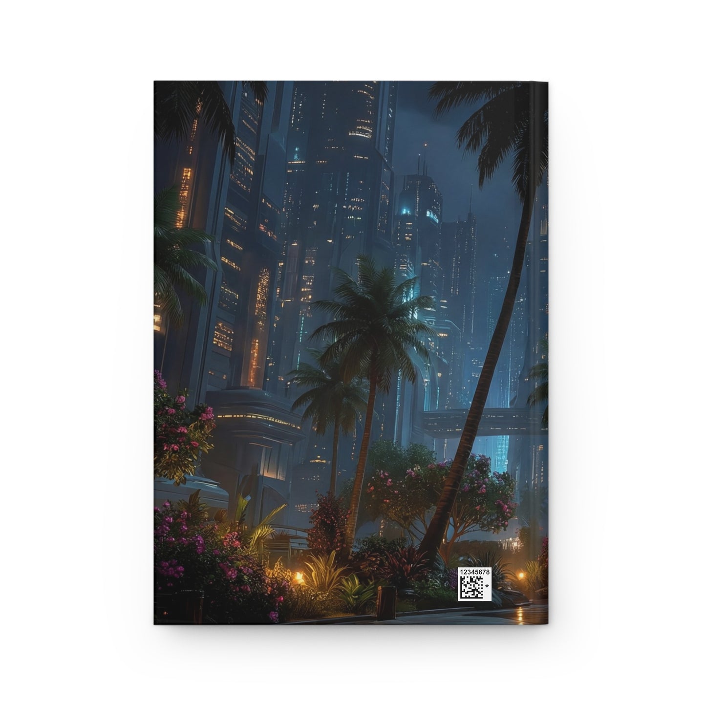 Neon Palm Oasis Hardcover Journal Matte – City Lights & Glass Dome Dreamscape