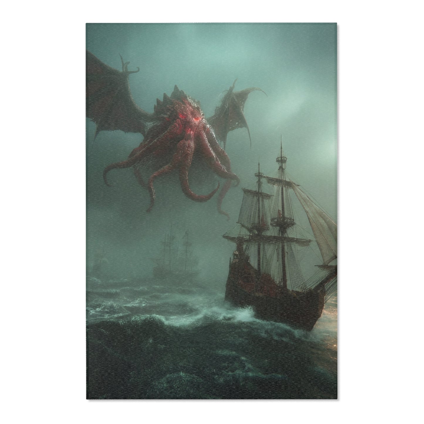Leviathan’s Wrath Area Rug – Storm-Tossed Galleon Under Crimson Skies