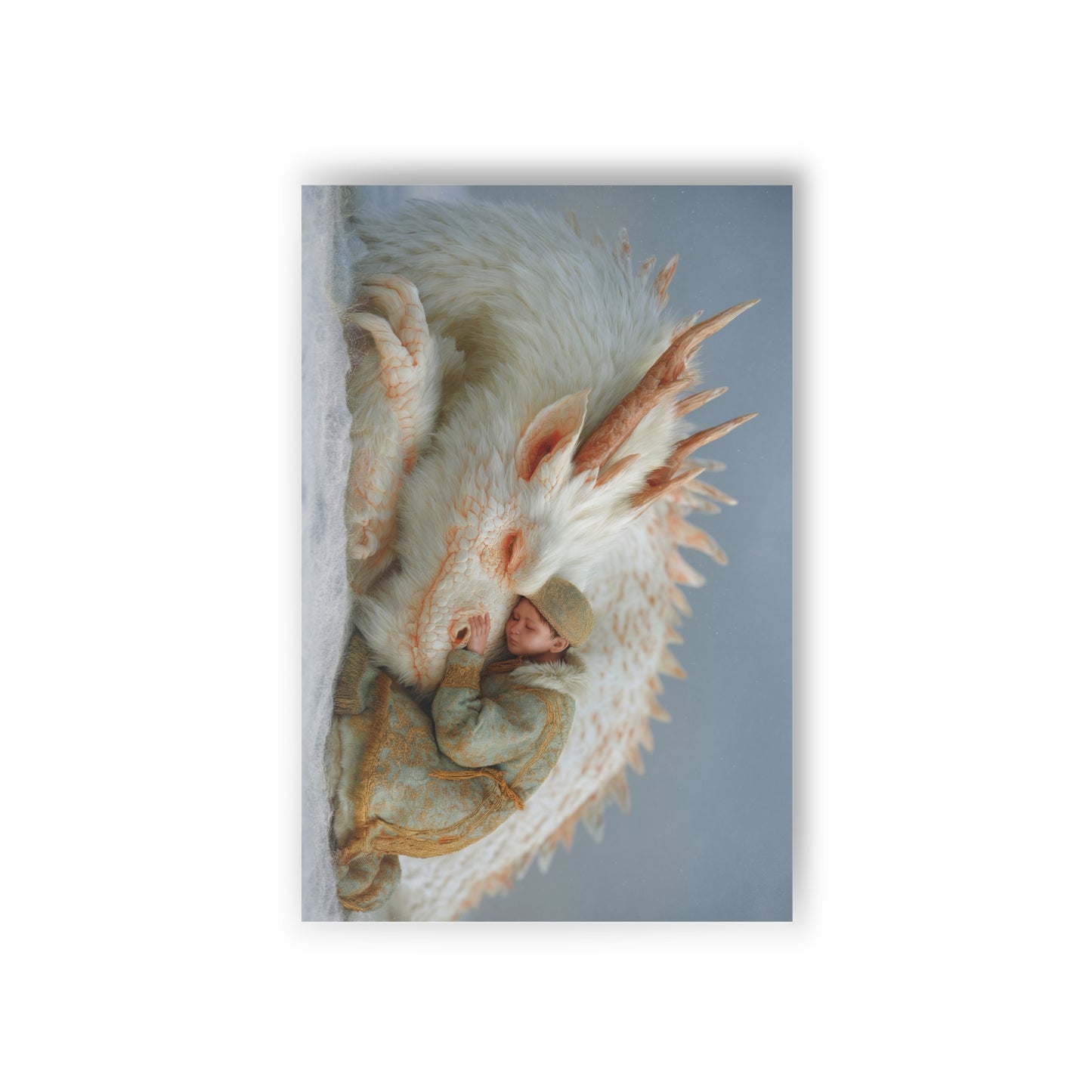 Sleeping Dragon & Child Postcards (10pcs) – Snowy Guardian Embrace