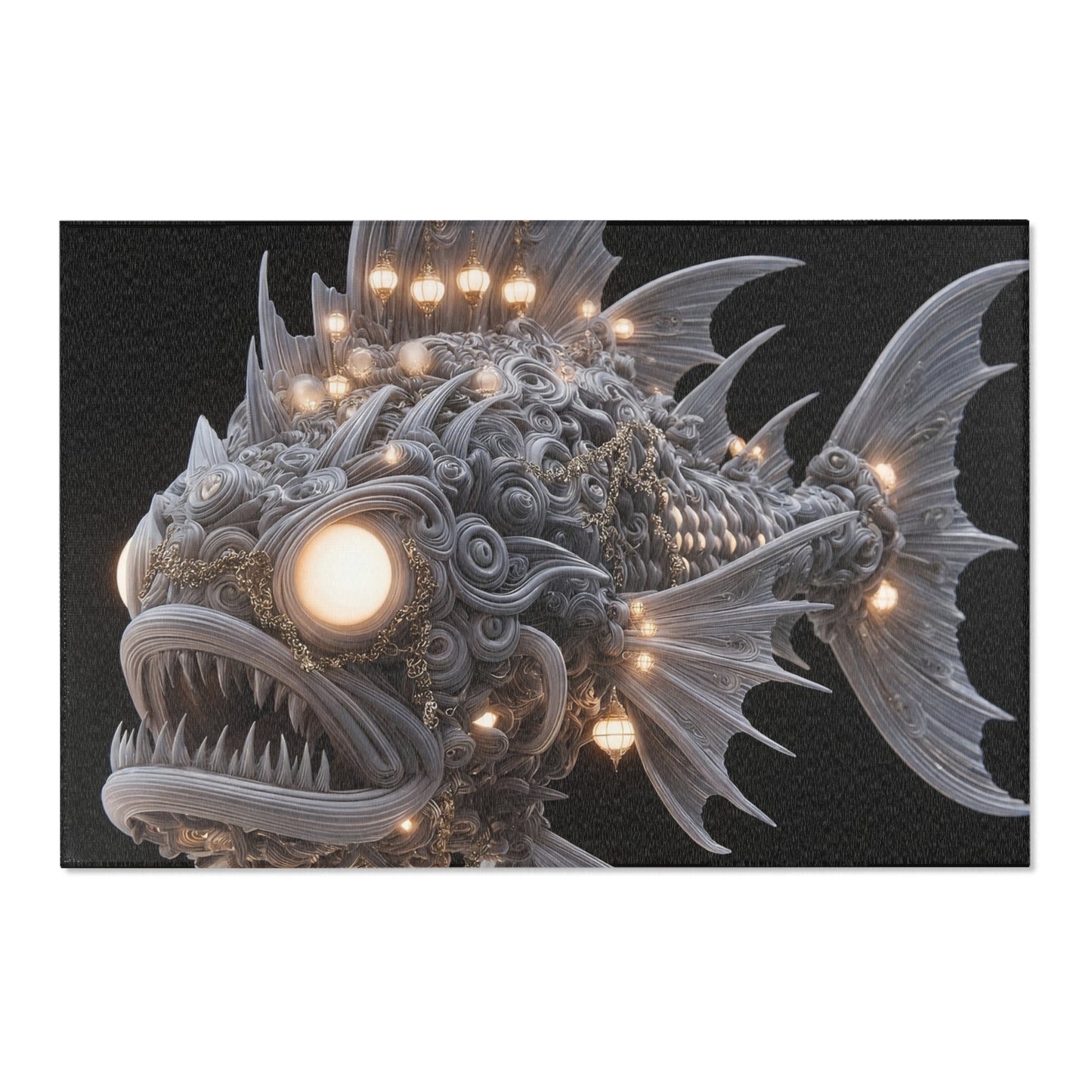 Luminescent Deep-Sea Leviathan Rug – Whispering Lanterns of the Abyss