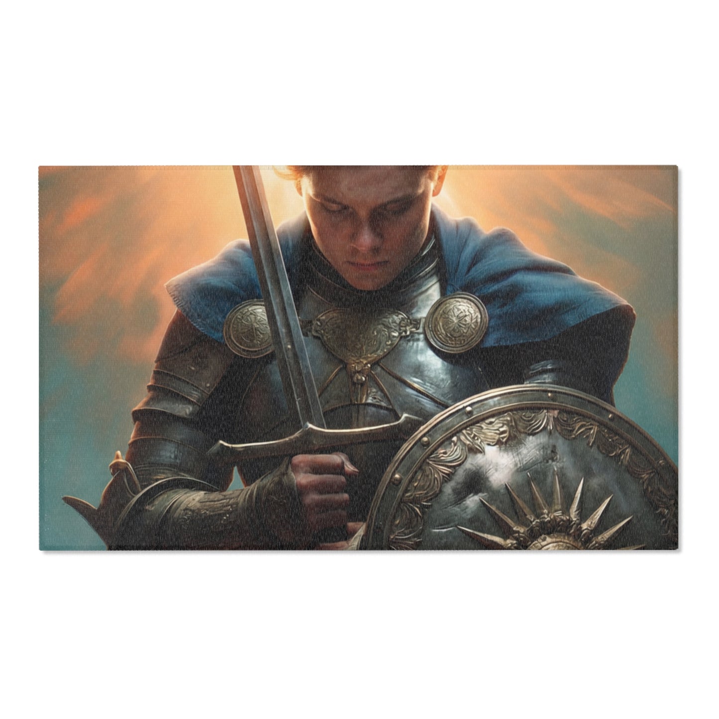 Dawn-Kissed Sentinel Area Rug – Armor of the Sunlit Quest