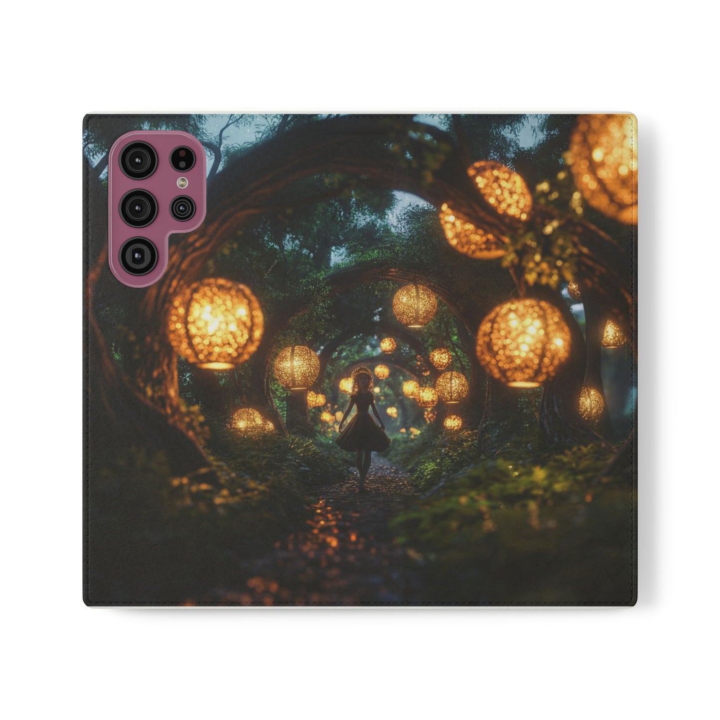 Lantern Archway Flip Cases – Girl Walking Through Forest Tunnel Art Case