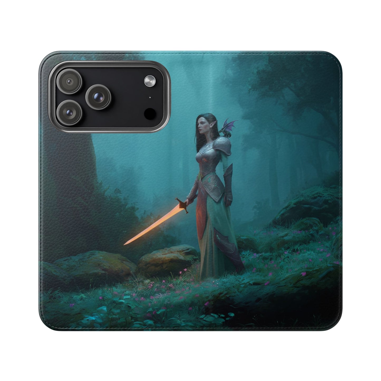Forest Guardian Flip Cases – Elven Sentinel with Glowing Blade