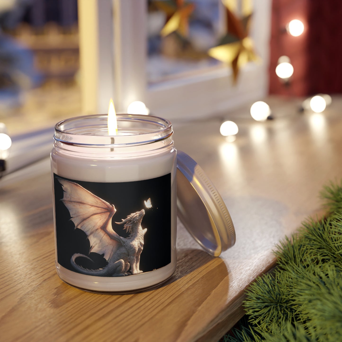 Serene White Dragon Scented Soy Candles with White Lid, 9oz – Gentle Wings, Quiet Light