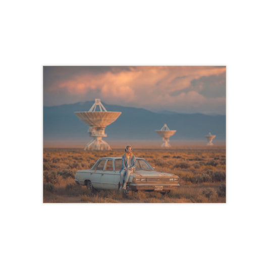 Desert Radio Astronomer Ceramic Photo Tile – Sunset Listening Station