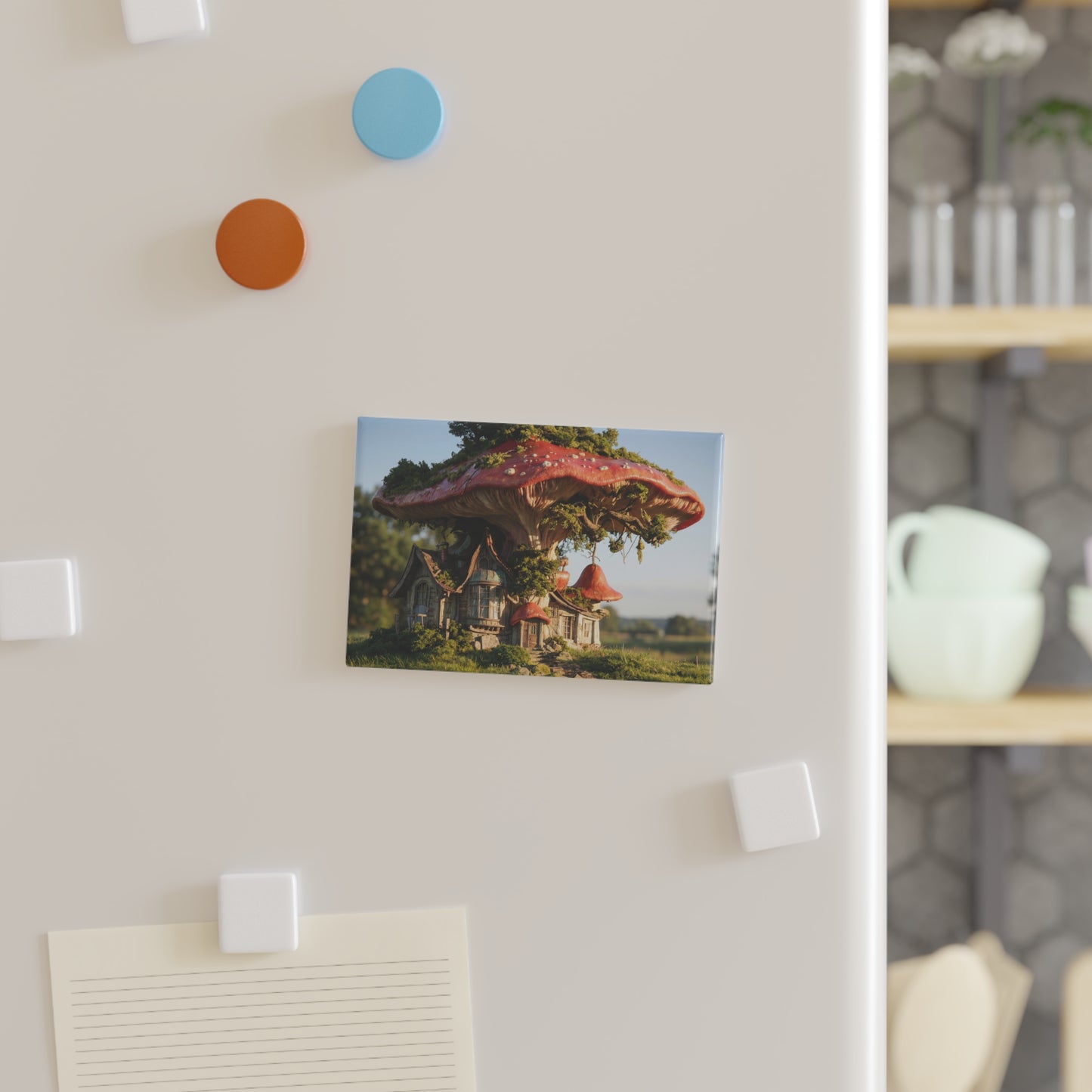 Mushroom Cottage Button Magnet, Rectangle (1 & 10 pcs) – Forest Floor Sanctuary