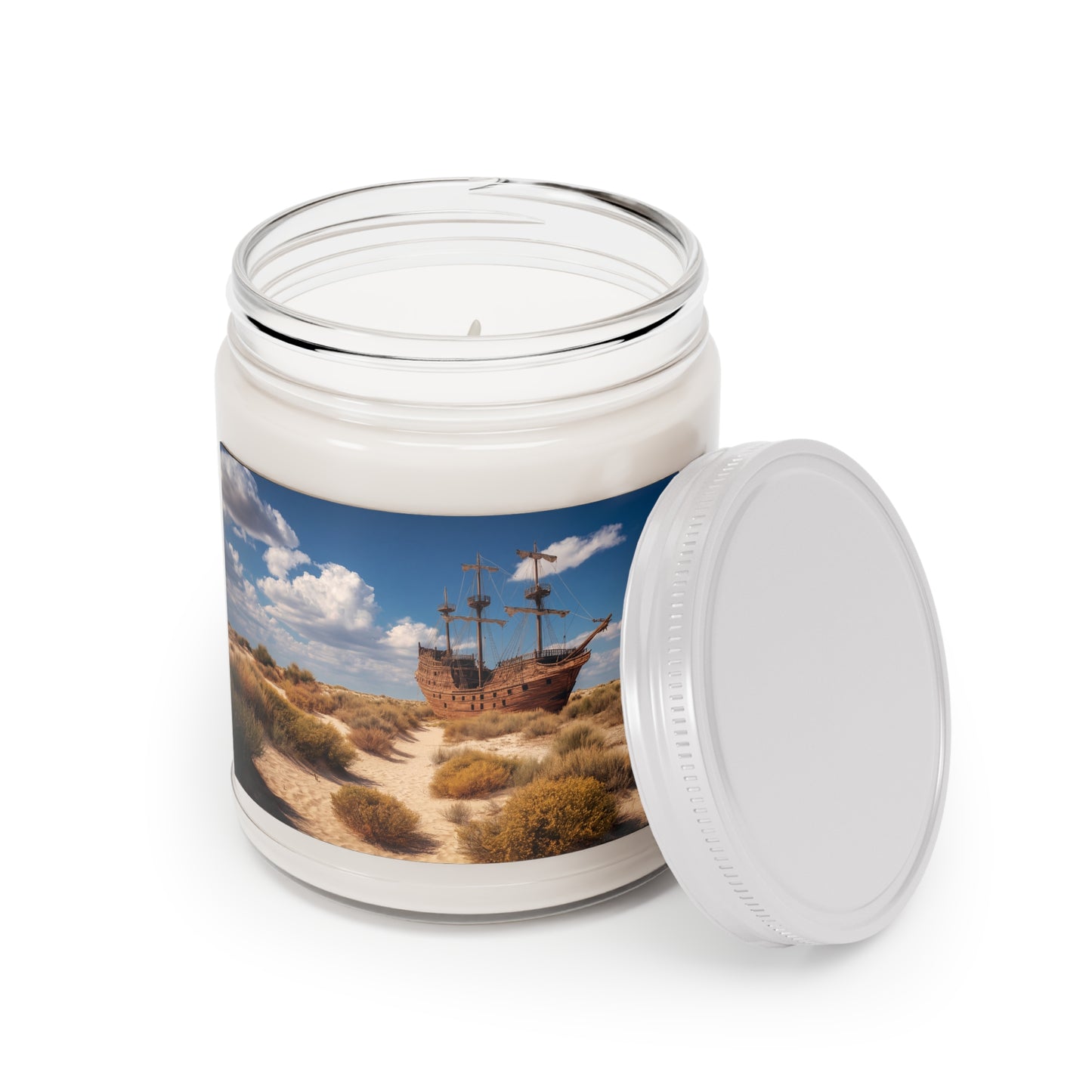 Desert Shipwreck Scented Soy Candles with White Lid, 9oz – Salt-Spray Mirage