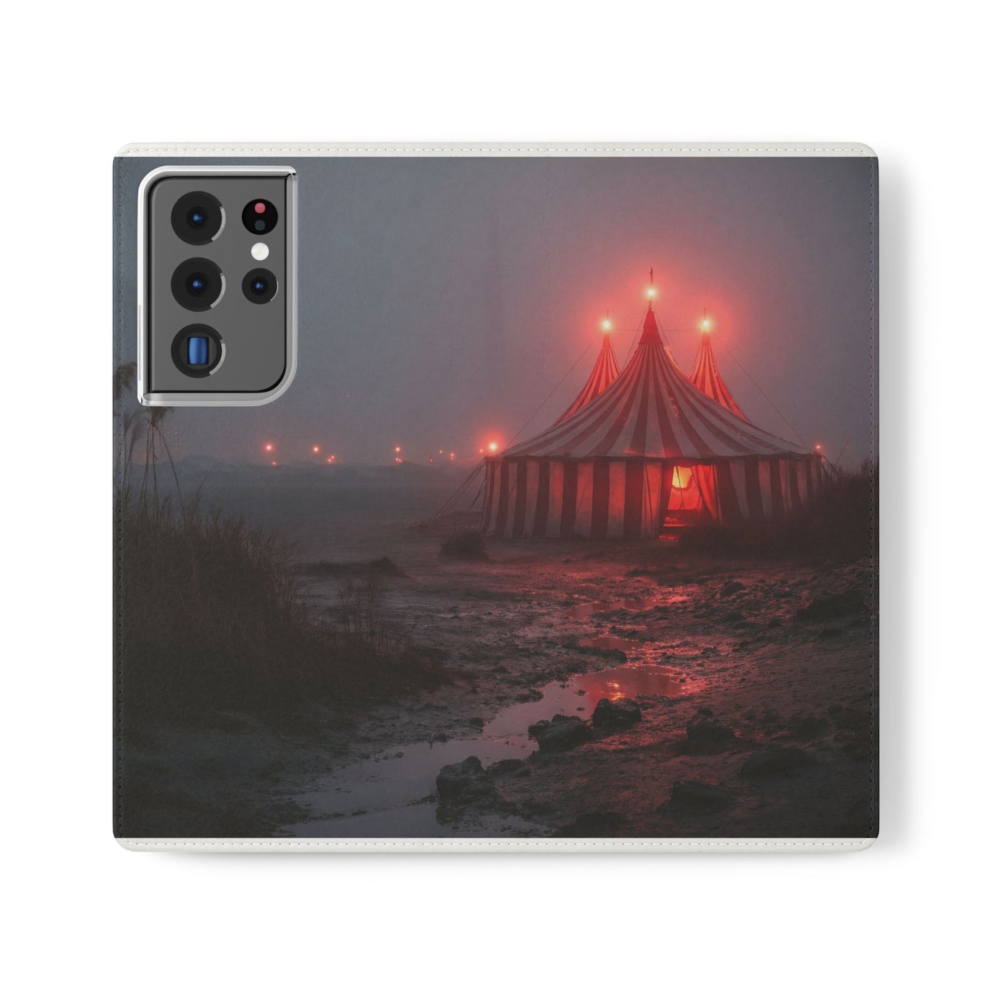 Crimson Circus Tent Flip Cases – Misty Coastside Lantern Scene
