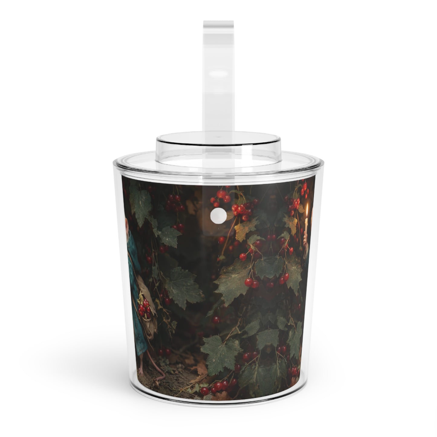 Candlelit Rat Forager Ice Bucket with Tongs – Autumn Berry Harvest Night