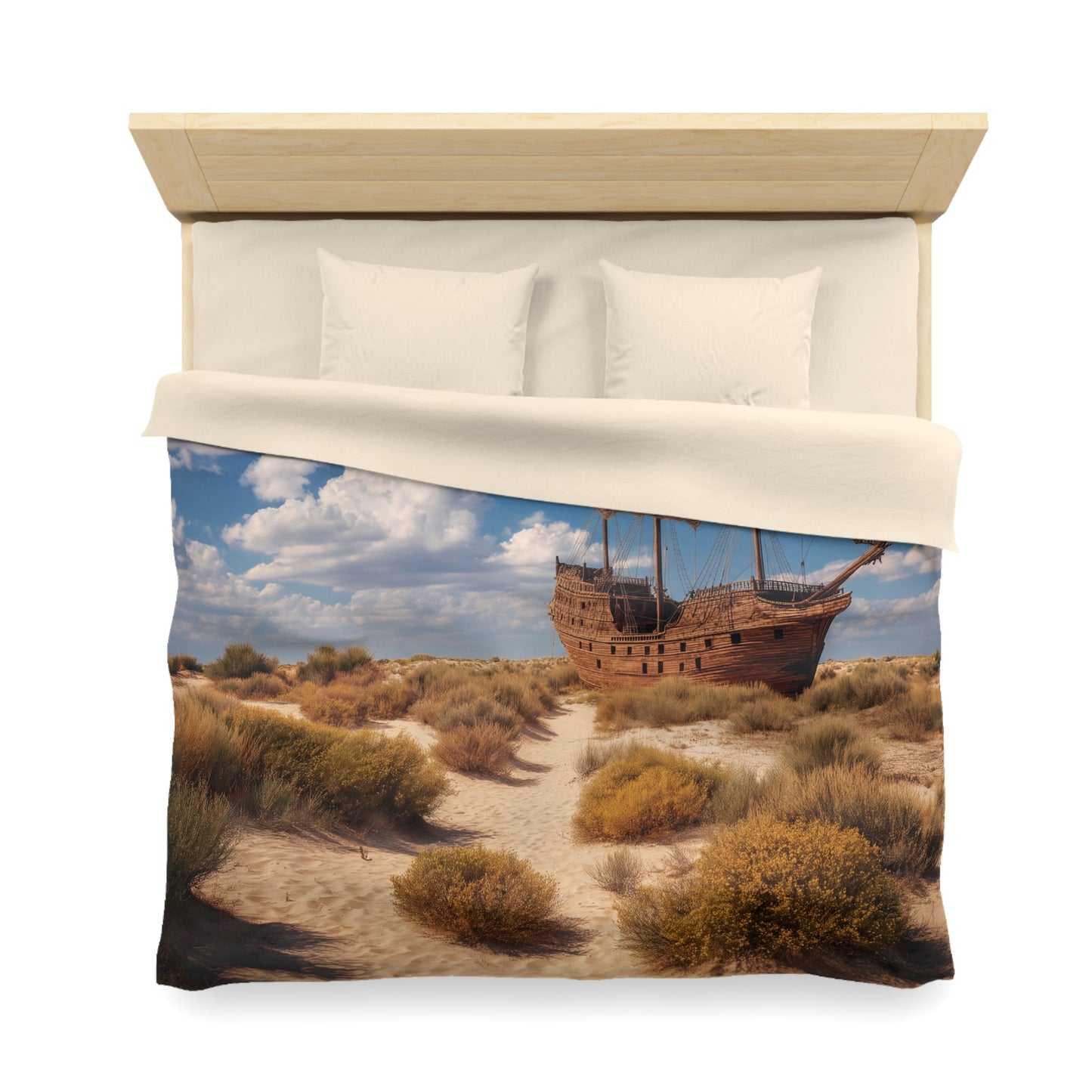 Shipwrecked Galleon Microfiber Duvet Cover – Desert Sandscape Adventure
