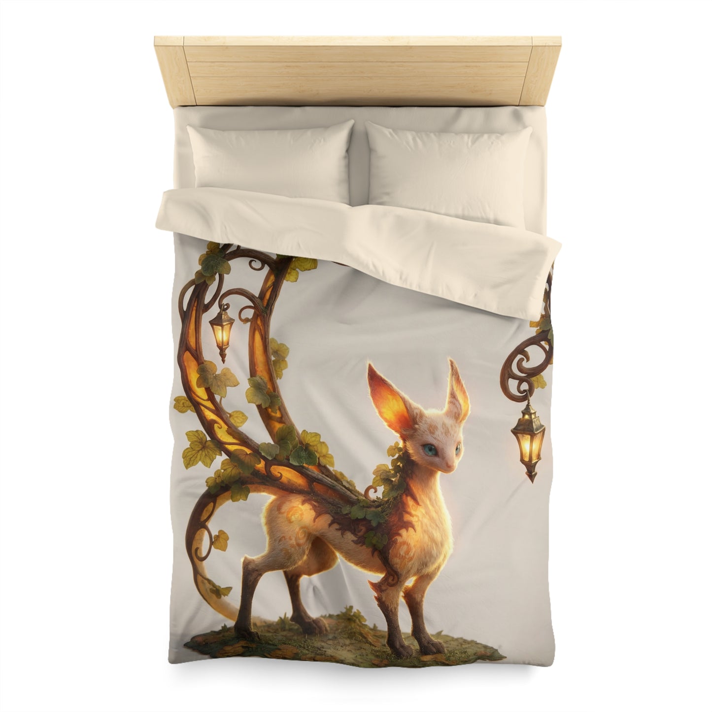 Moonlit Sentinel Microfiber Duvet Cover – Whimsical Feline Guardian Dreamscape