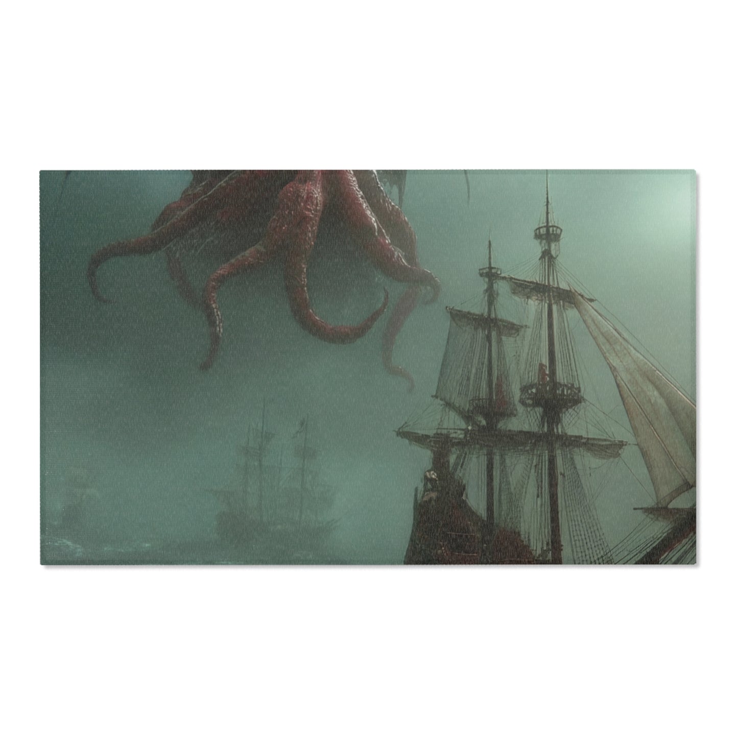 Leviathan’s Wrath Area Rug – Storm-Tossed Galleon Under Crimson Skies
