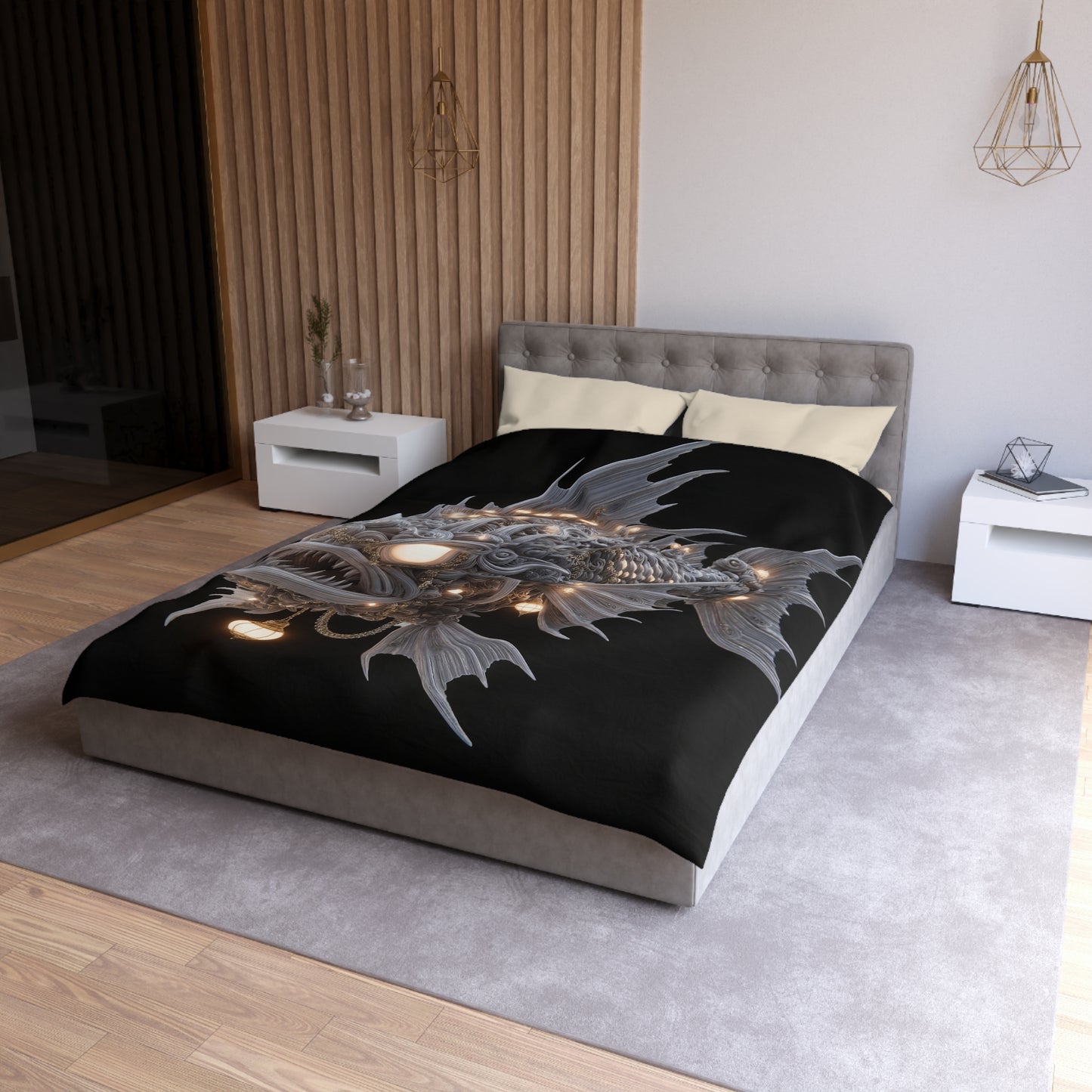 Lantern Fish Microfiber Duvet Cover – Deep Sea Chandelier Dreamscape