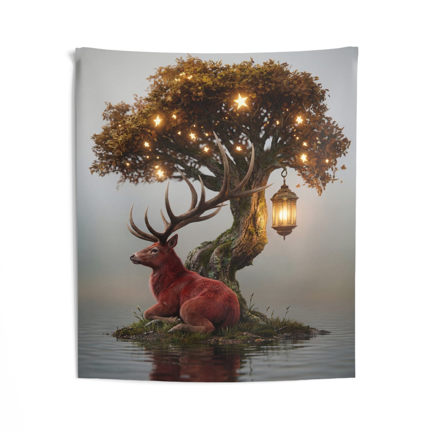 Starlit Stag Tree Tapestry – Whispering Woods at Dusk