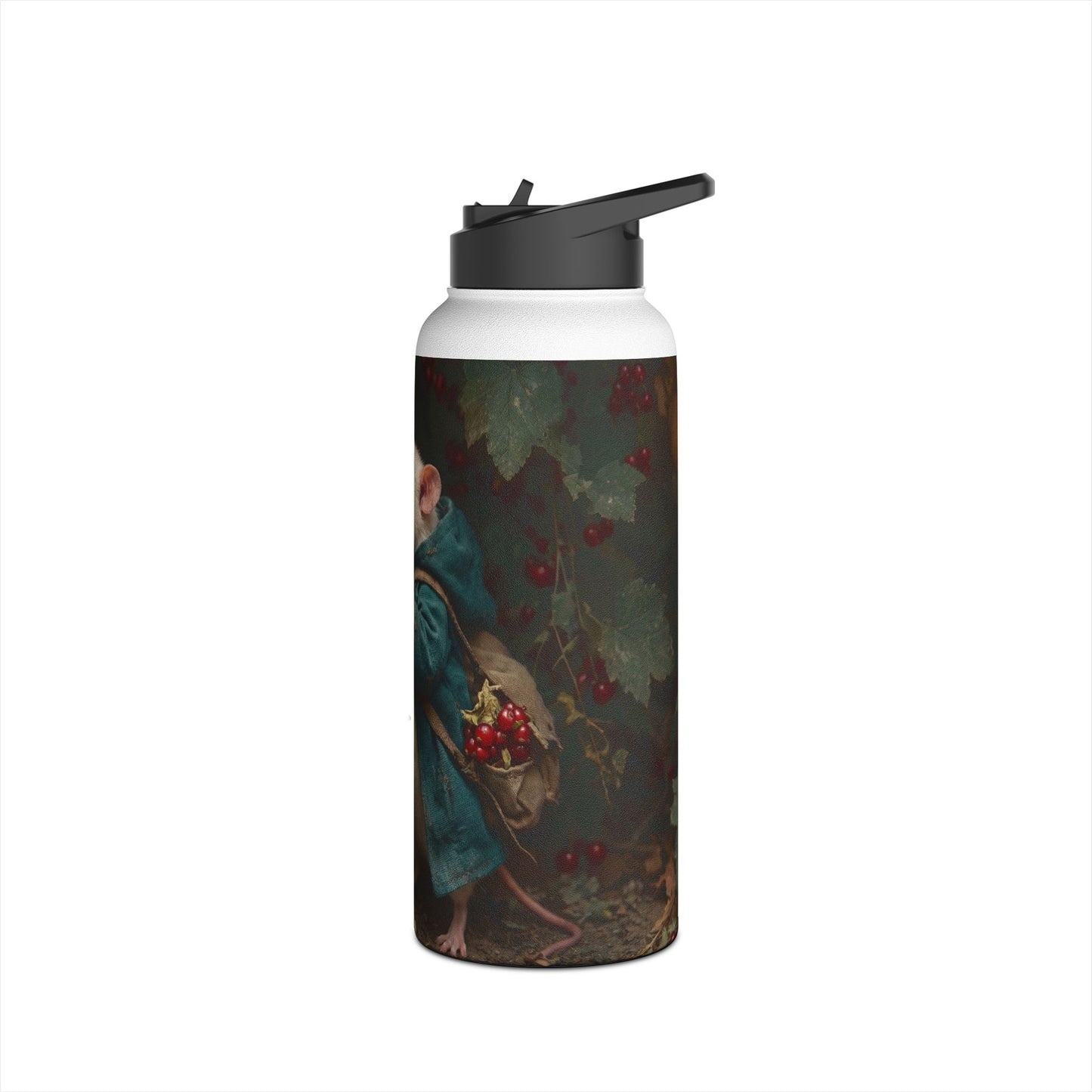 Candlelit Forager Mouse Stainless Steel Water Bottle, Standard Lid – Autumn’s Secret Harvest