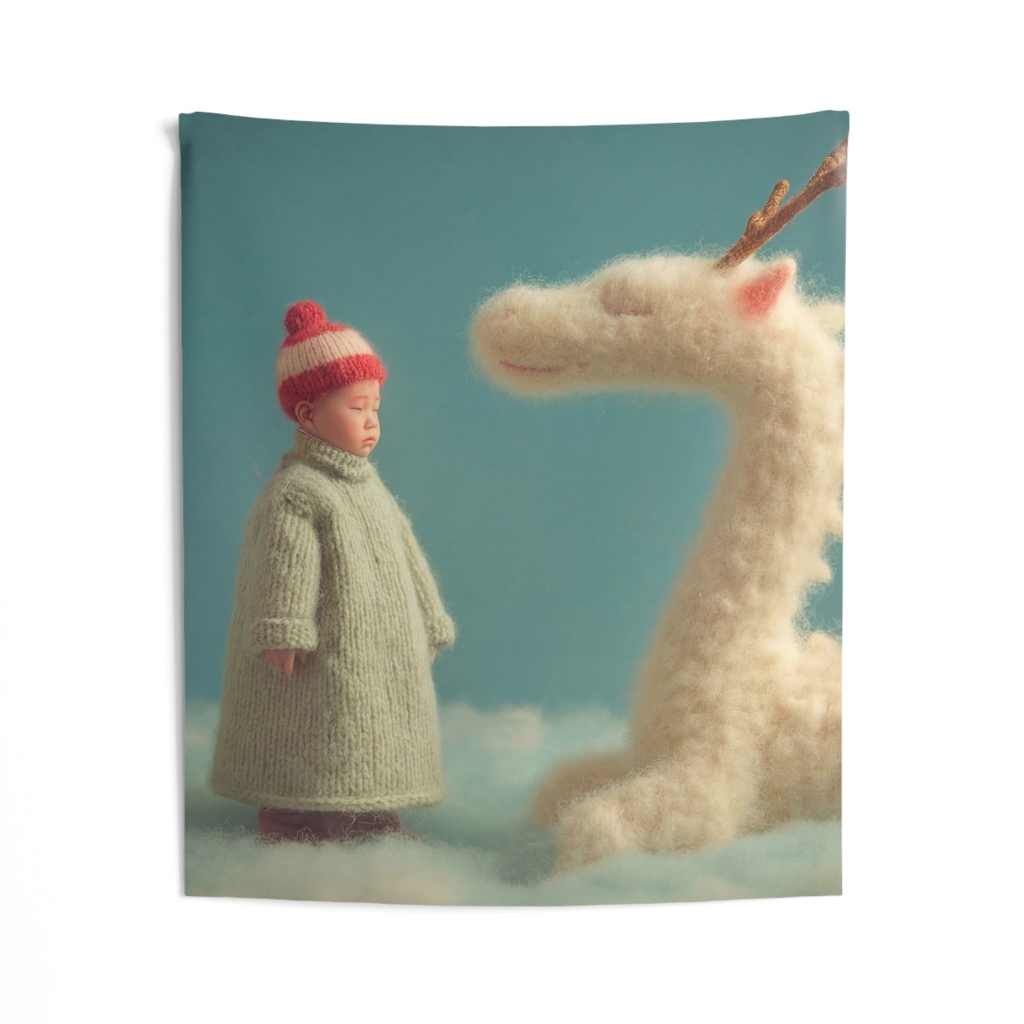 Woolen Dragon and Child Indoor Wall Tapestries – Soft Sky Sanctuary