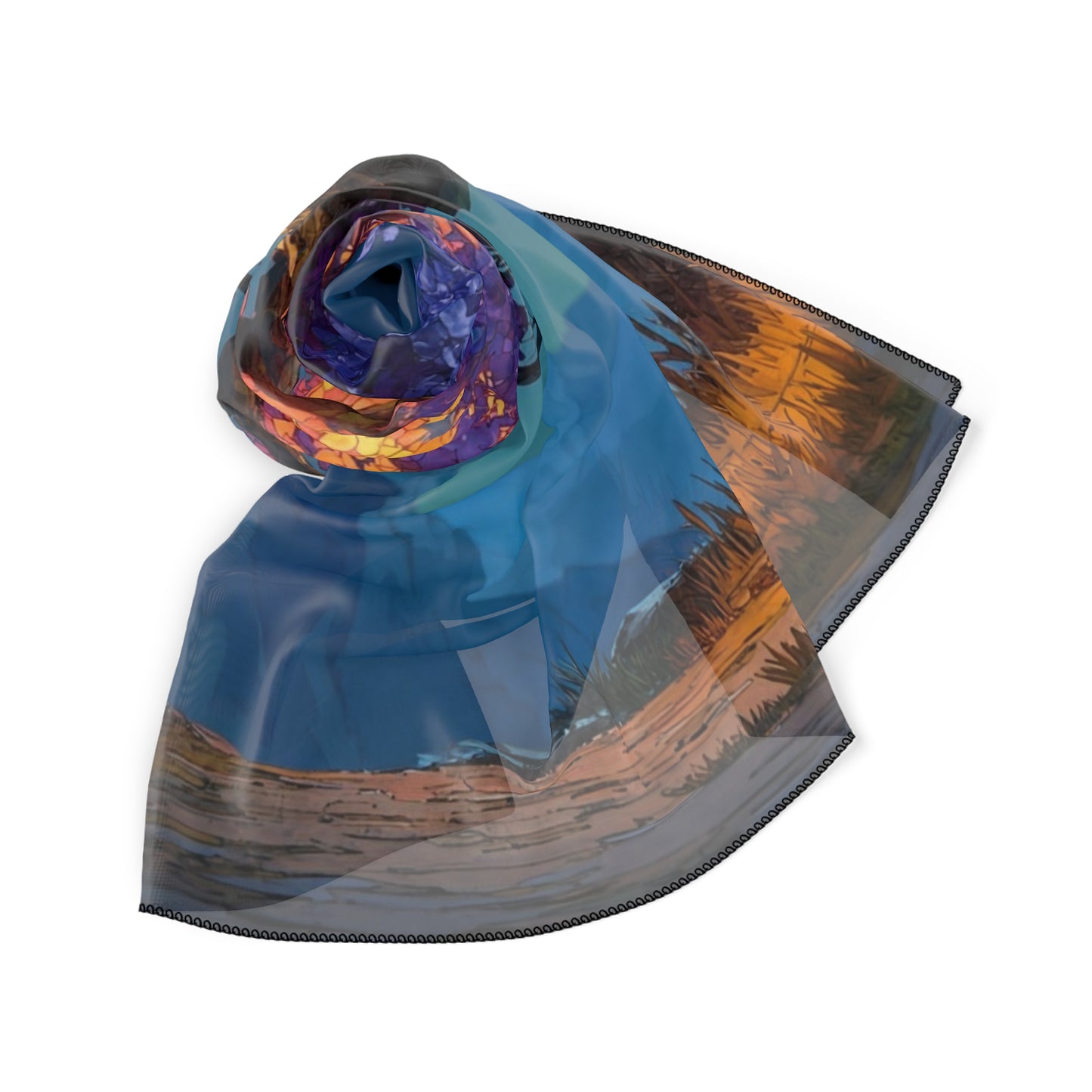Celestial Tree Poly Scarf – Twilight Bloom Dreamscape