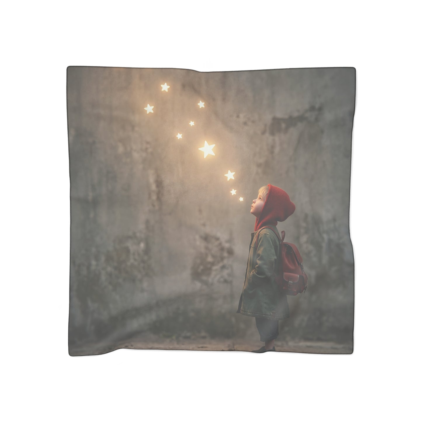 Star-Seeker Poly Scarf – Warm Glow Against Urban Concrete