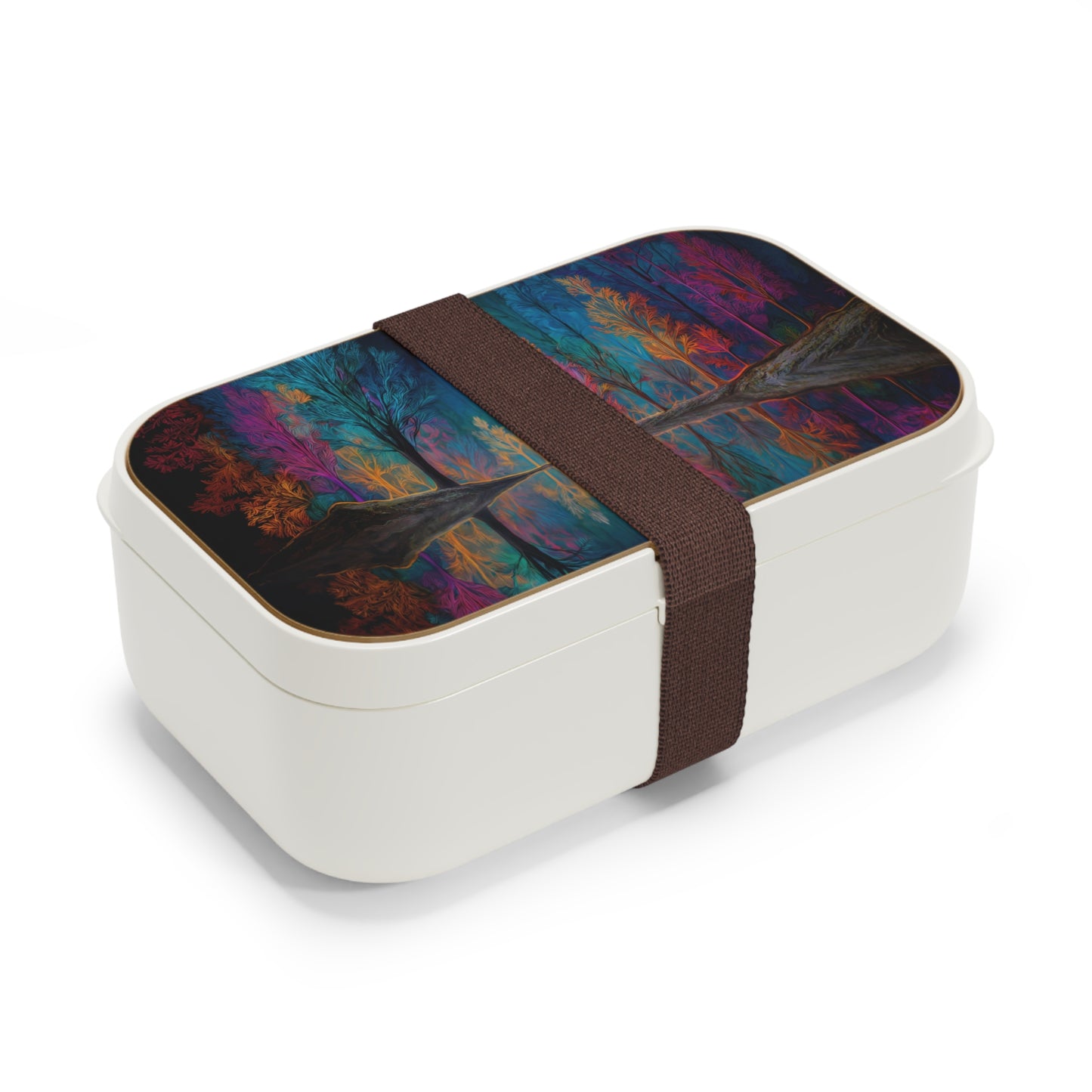 Chromatic Forest Reflection Bento Lunch Box – Mirror of Electric Twilight