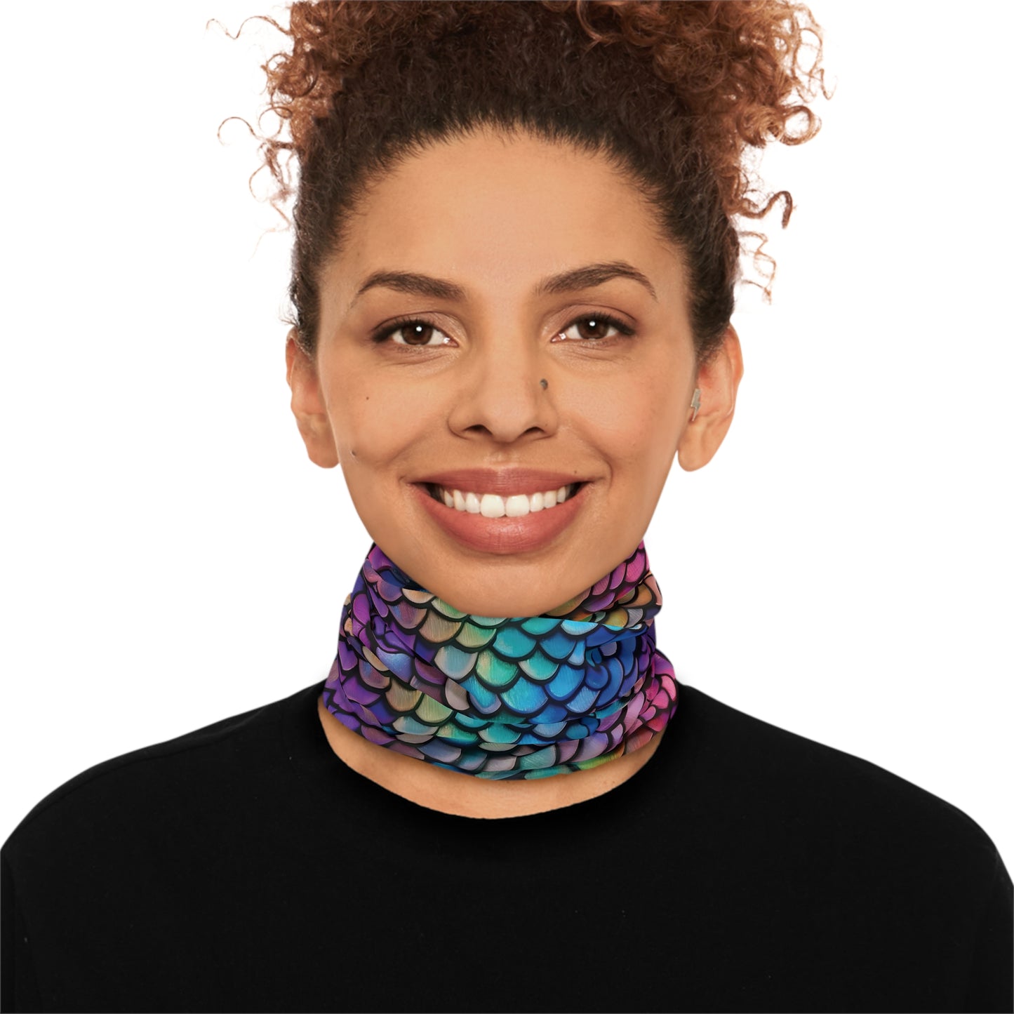 tiling pattern of rainbow dragon scales highly detailed realistic CGI render 8K - Lightweight Neck Gaiter