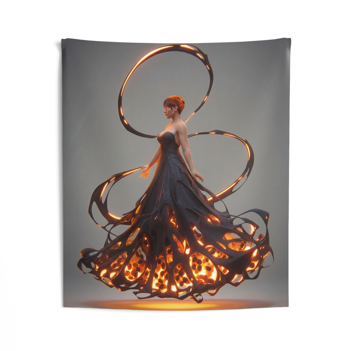 Luminescent Veil Woman Indoor Wall Tapestries – Floating Aura Dreamscape