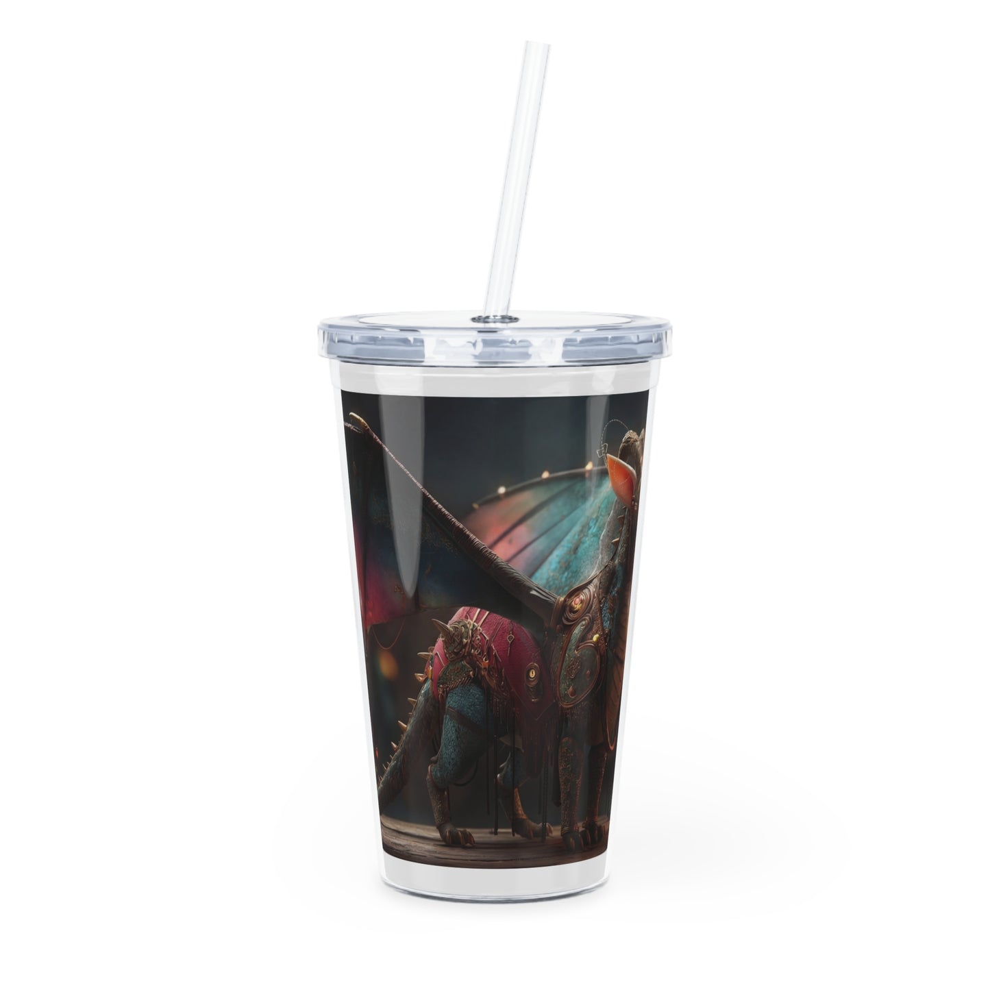 Celestial Dragon Plastic Tumbler with Straw – Twilight Parade in Silk Wings