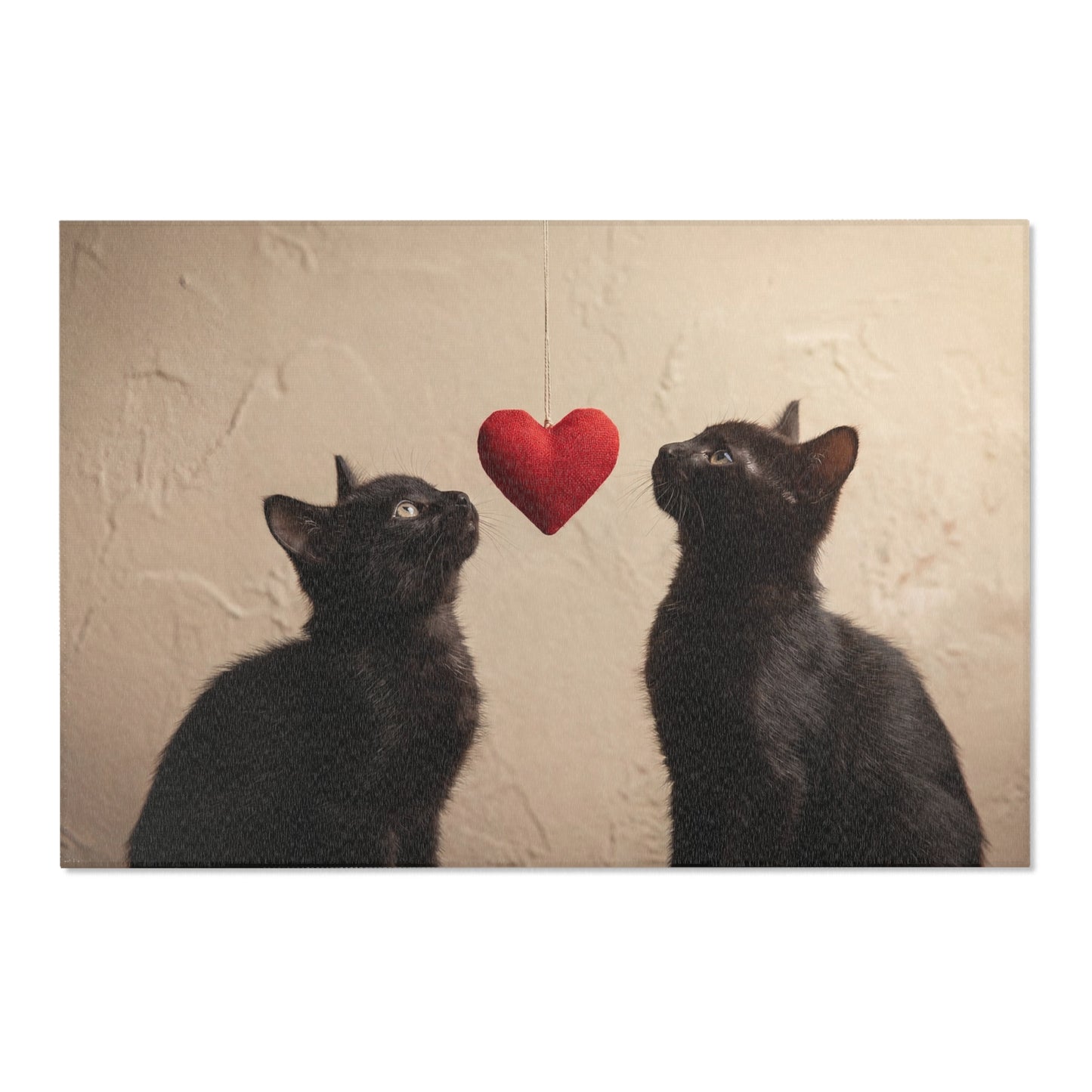 Two Black Kittens Heart Rug – Soft Velvet Love Token