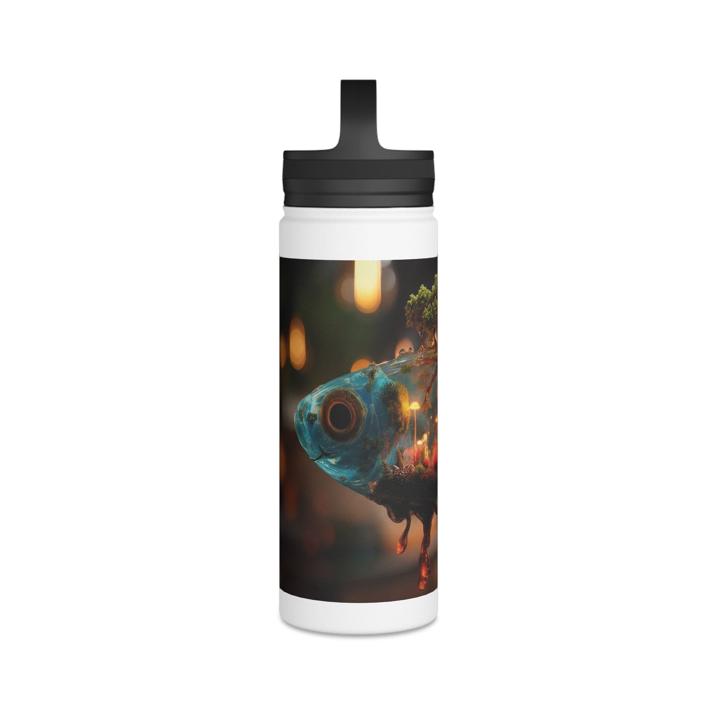 Pocket Forest Fish Water Bottle – Handle Lid – Aqua Realm Sanctuary