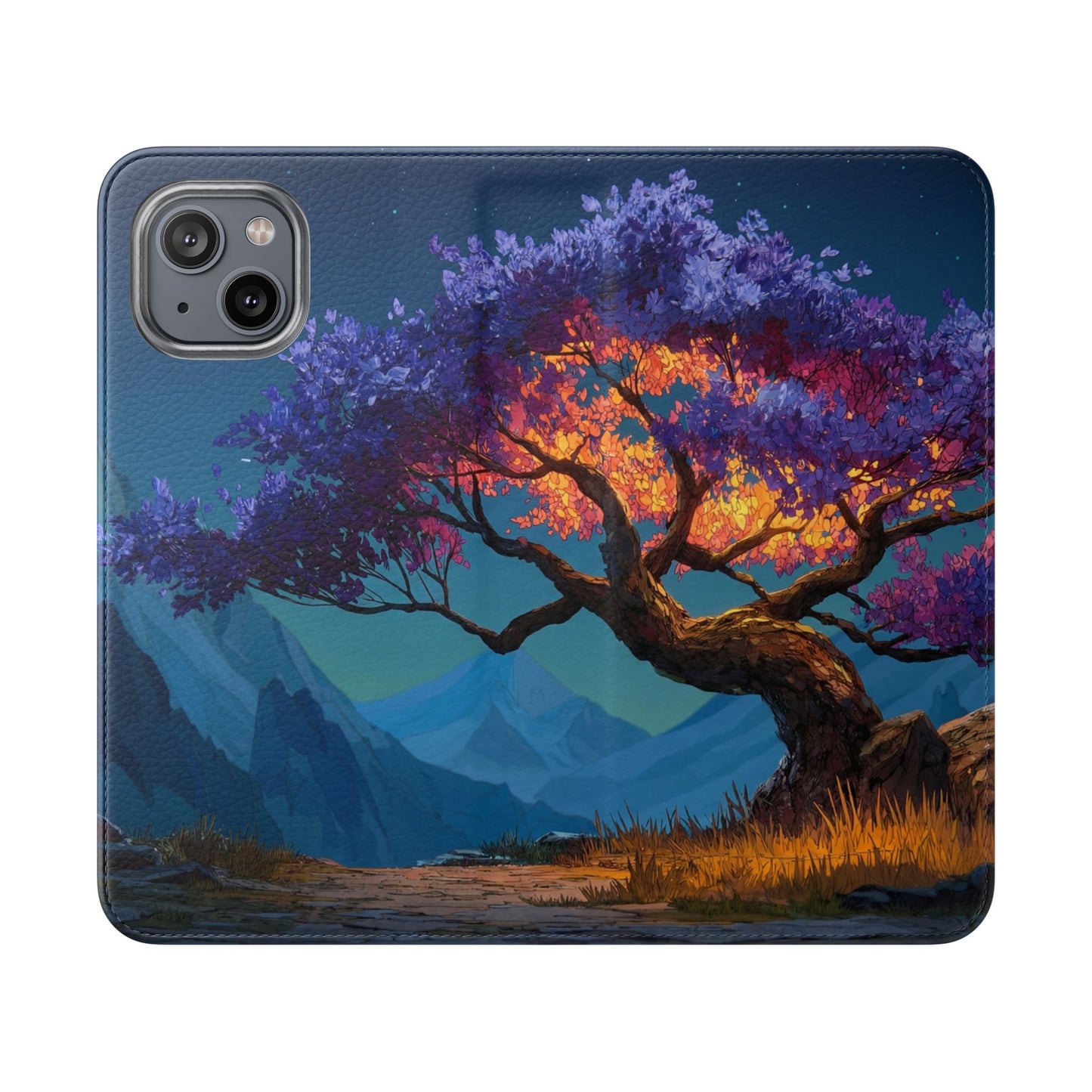 Violet Flame Tree Flip Cases – Twilight Mountain Glow Case