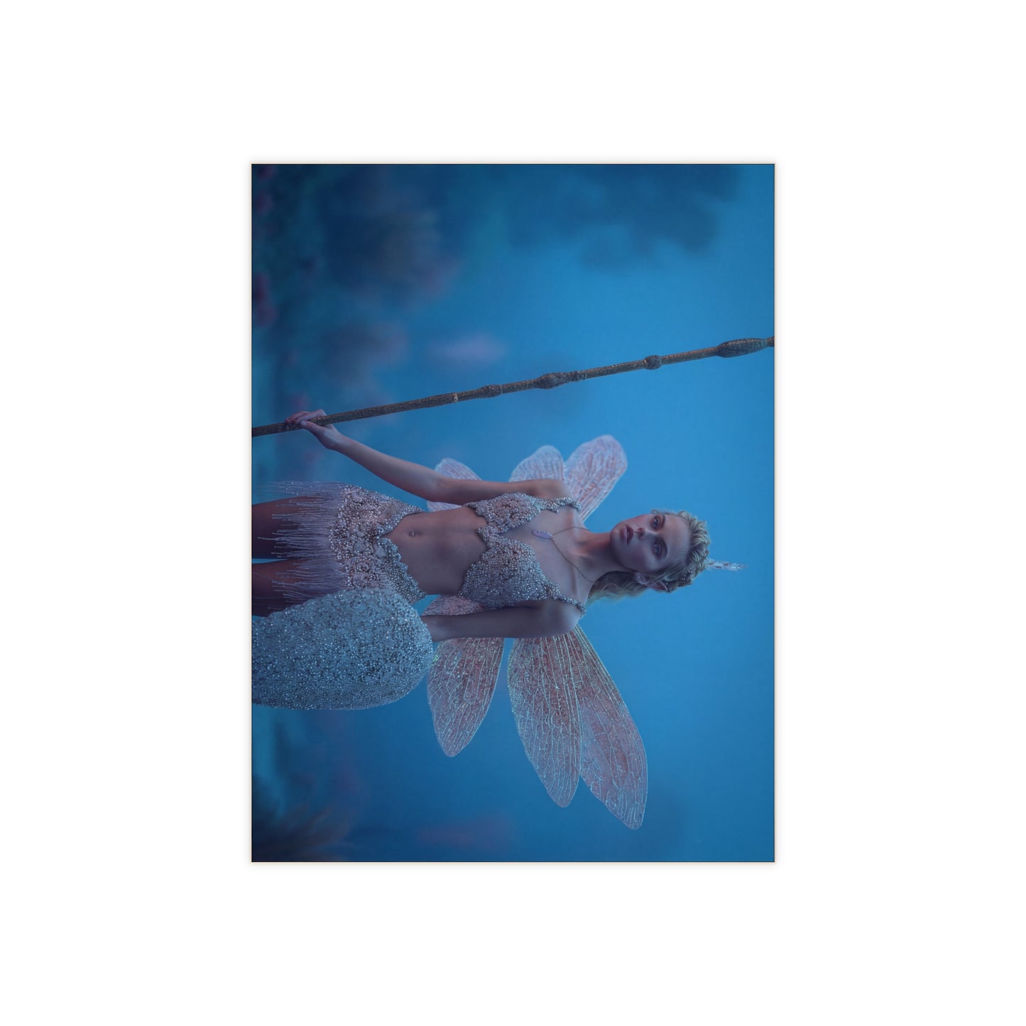 Enchanted Forest Guardian Ceramic Photo Tile – Twilight Faerie with Crystal Wings