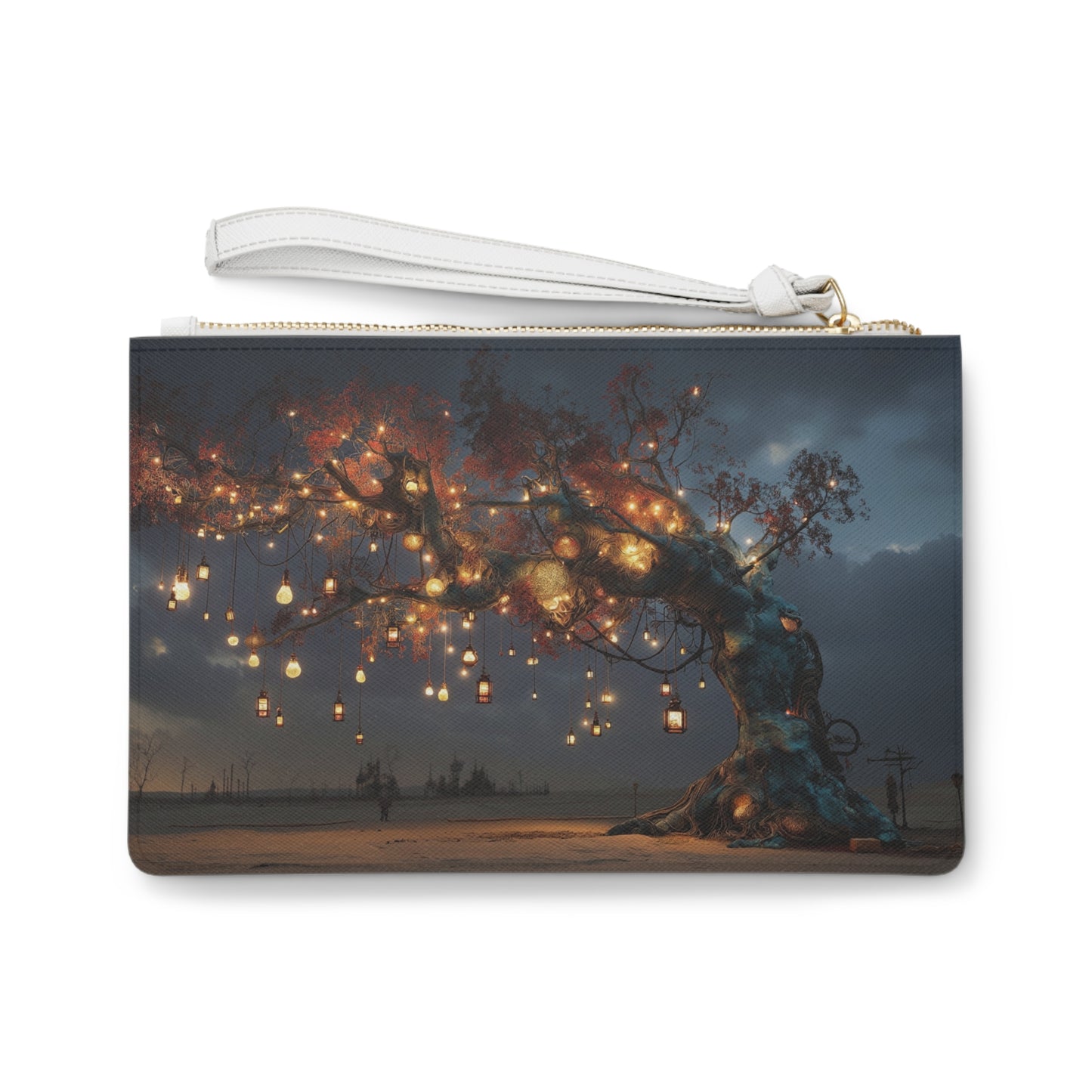 Luminescent Wisp Tree Clutch Bag – Desert Oasis in Midnight Blue