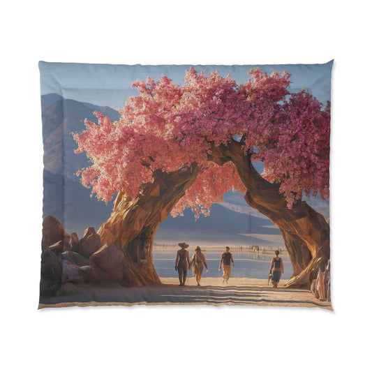 Pink Blossom Arch Comforter – Desert Oasis Under Canopy