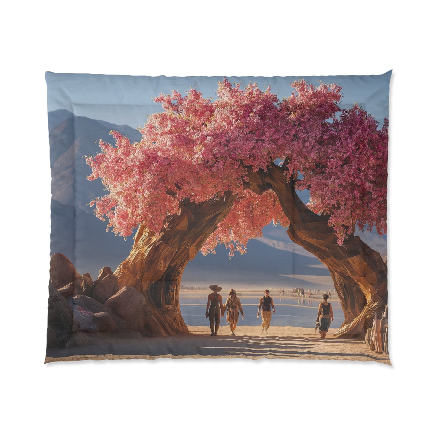 Blossom Arch Comforter – Desert Sanctuary Under Pink Canopies