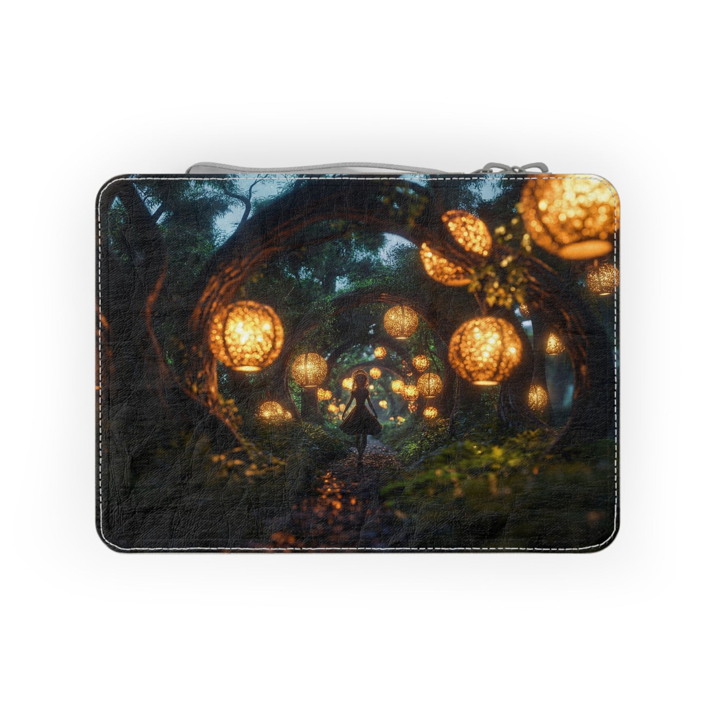 Luminous Forest Path Paper Lunch Bag – Whispering Lanterns Through Ancient Trees