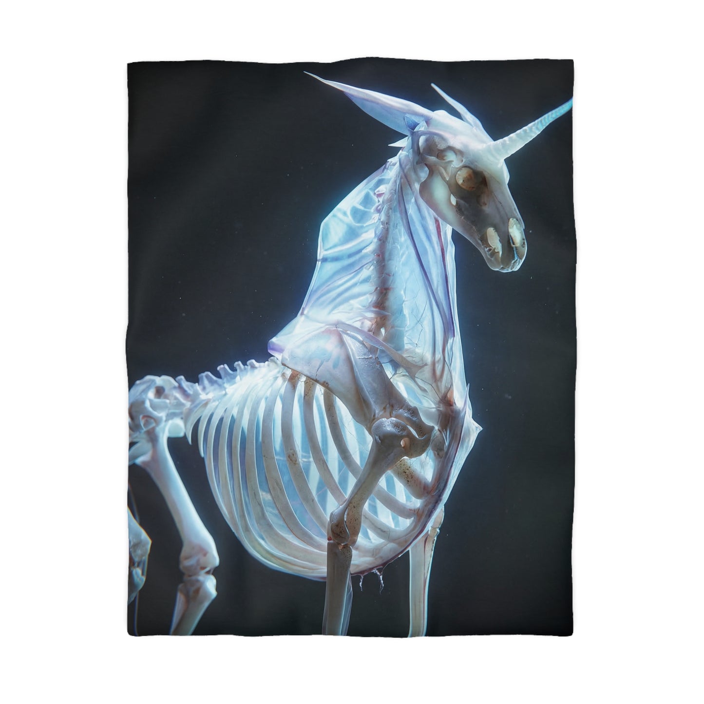 Celestial Unicorn Skeleton Duvet Cover – Ethereal Bone Dreamscape