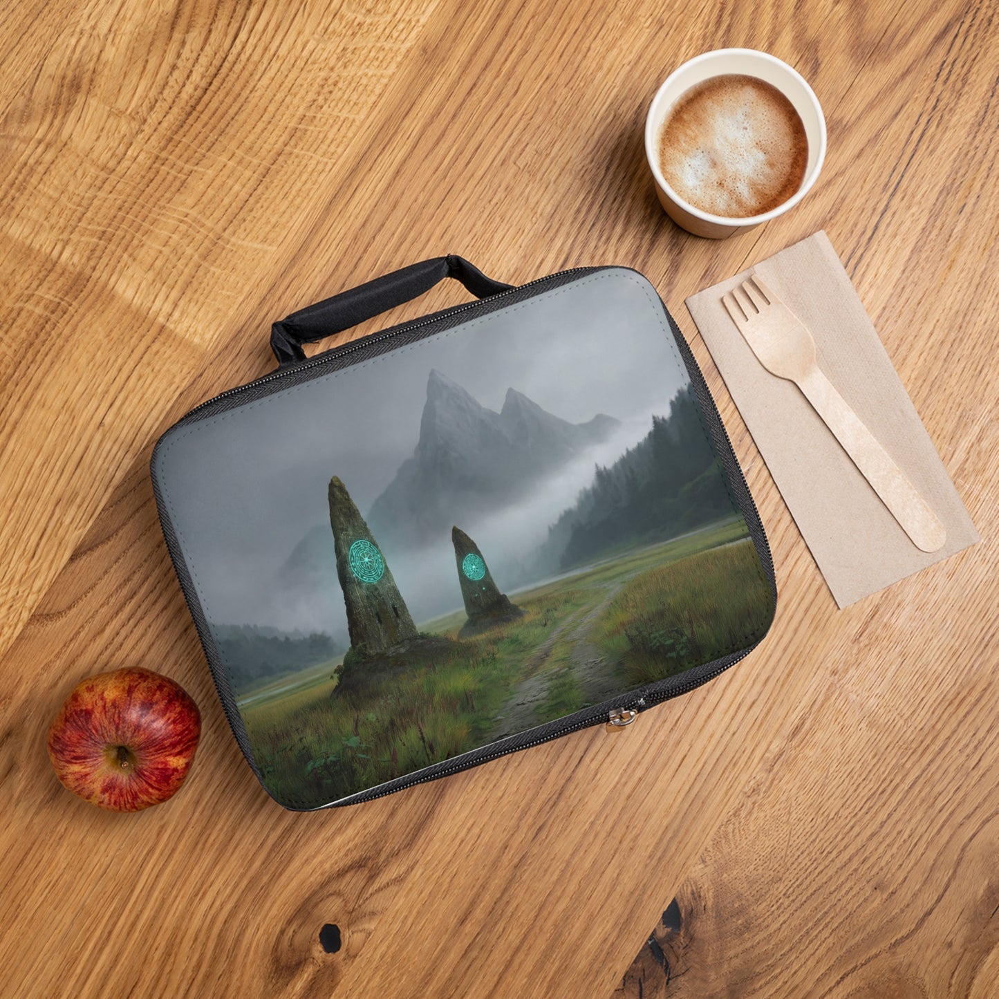 Ancient Portal Stones Lunch Bag – Whispering Path Through Misty Peaks