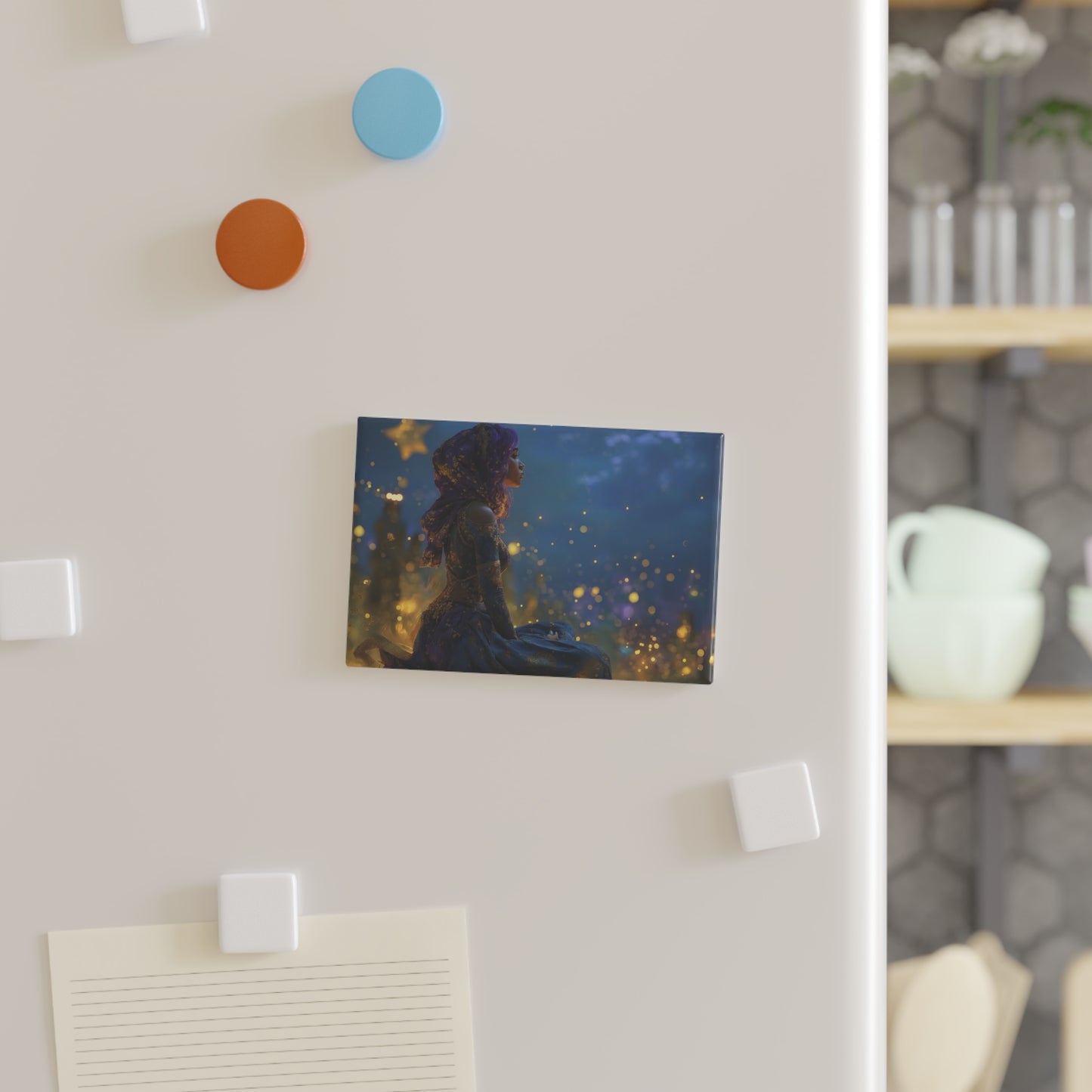 Starlight Siren Button Magnet, Rectangle (1 & 10 pcs) – Velvet Night & Golden Dust