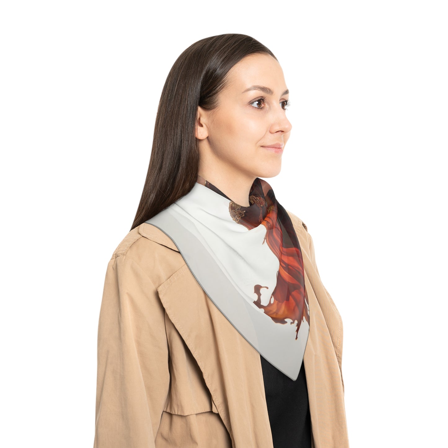 Flame Dancer Poly Scarf – Crimson Whirlwind of Grace