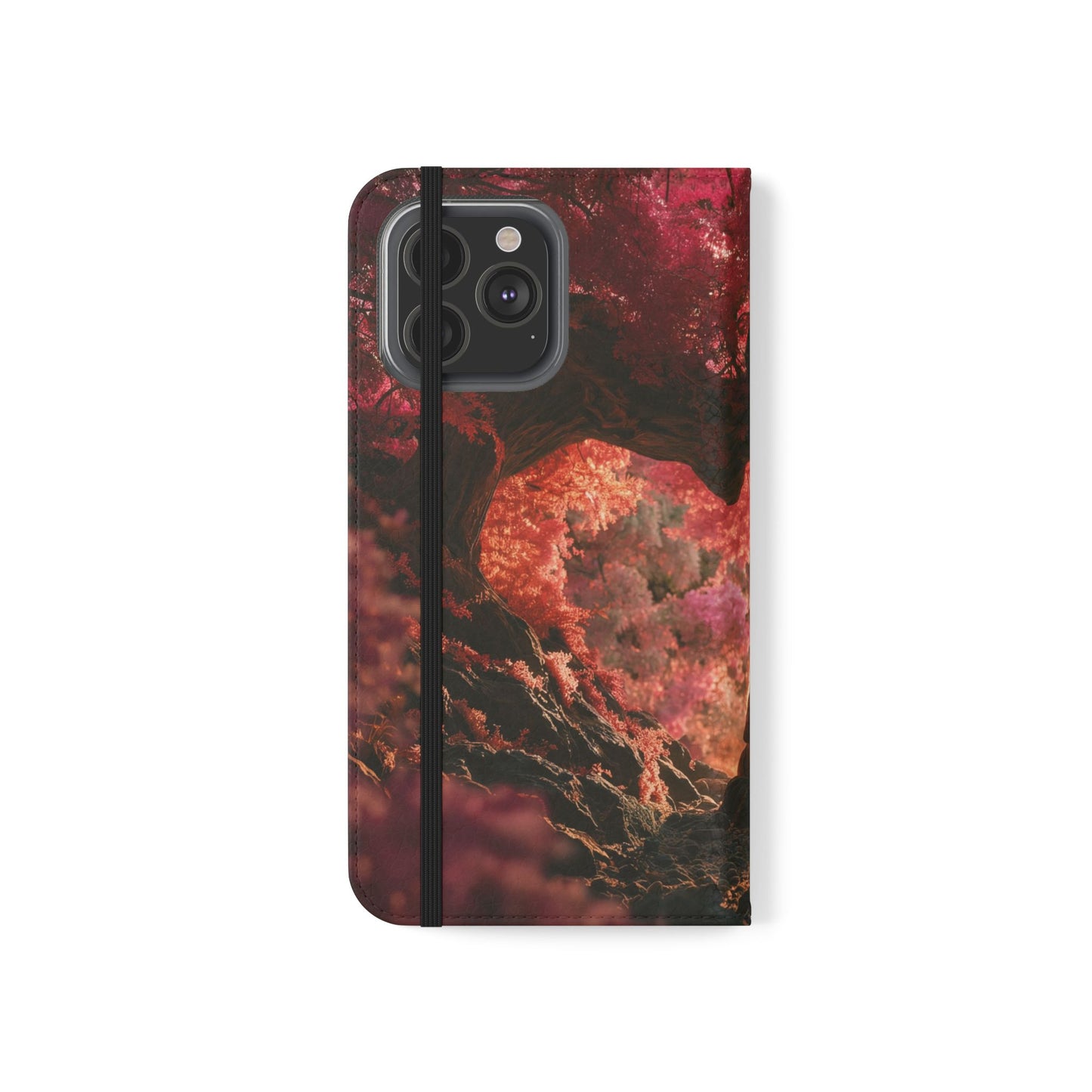 Crimson Arch Flip Cases – Heart-Shaped Canopy Romance