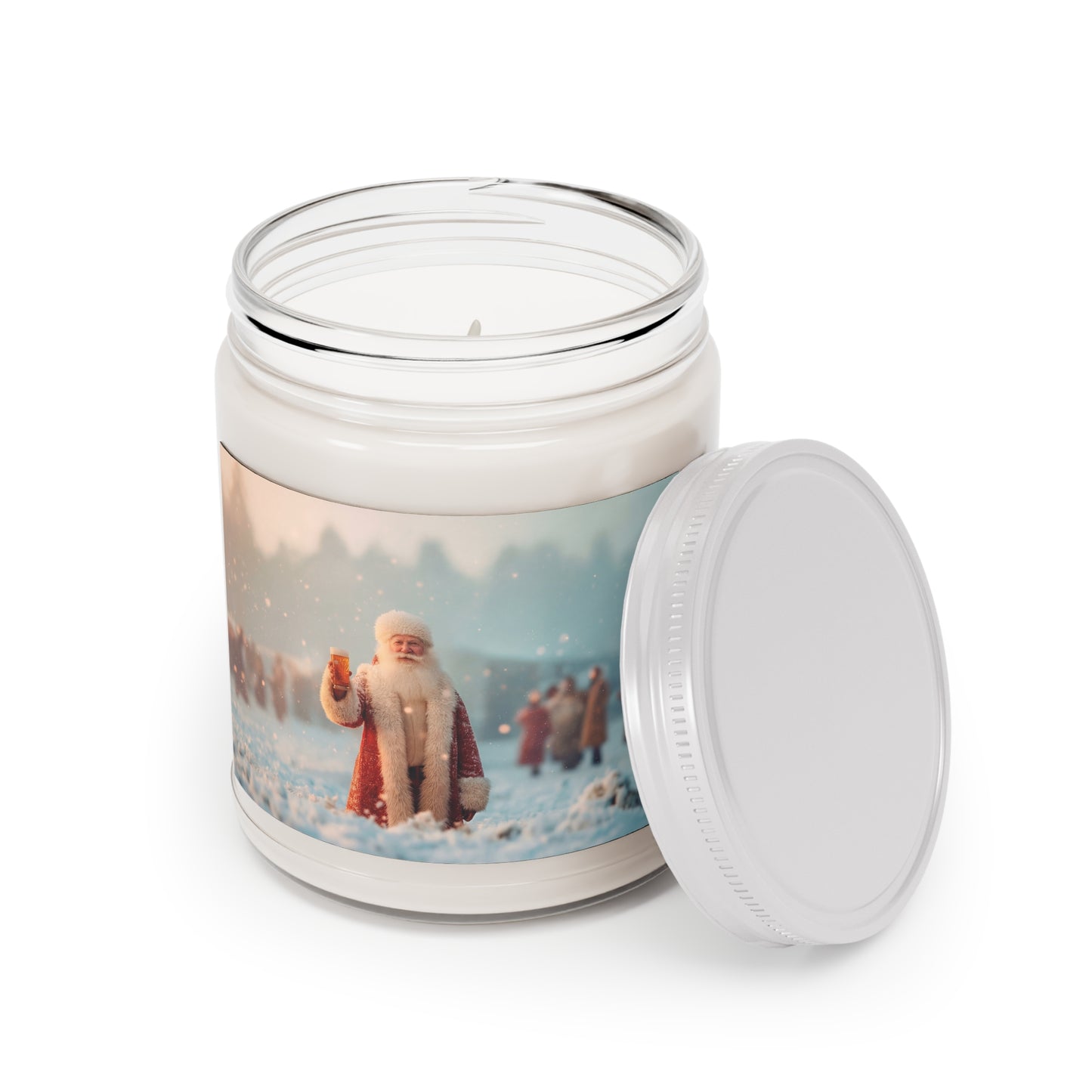 Snowdrift Santa Scented Soy Candles with White Lid, 9oz – Toasting the Frosty Hour