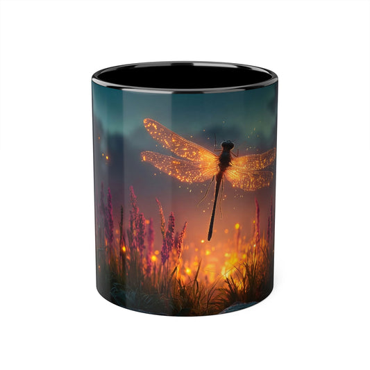 Firefly Dragonfly Accent Mugs, 11oz – Golden Twilight Meadow Guardian