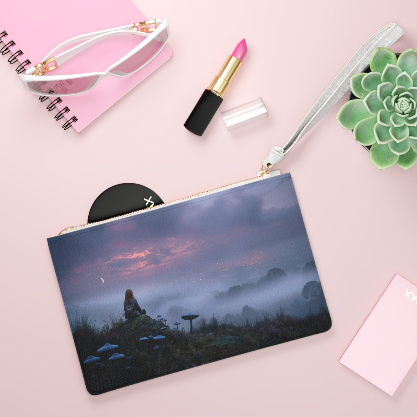 Twilight Mycophile Clutch Bag – Moonlit Fungi Vista