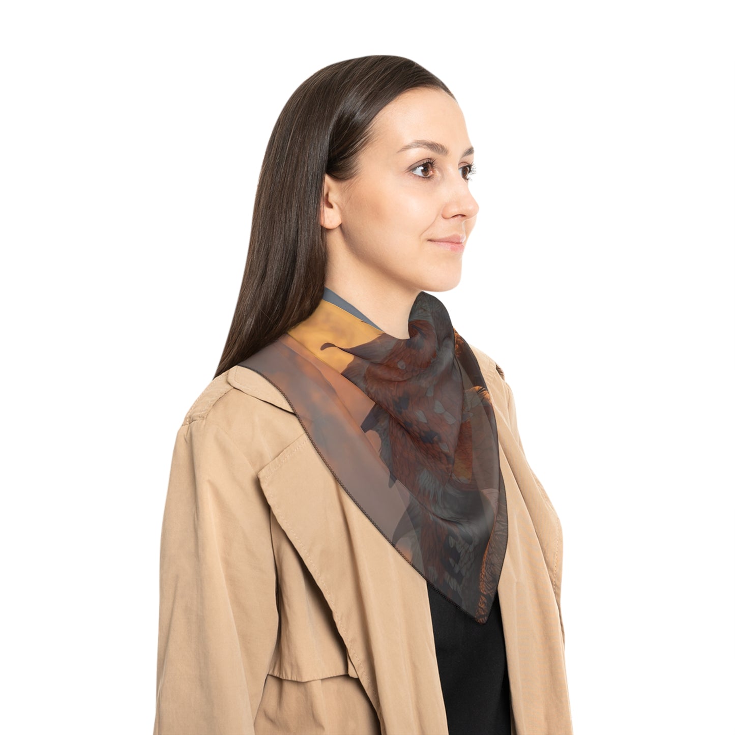 Sunset Sentinel Dragon Poly Scarf – Warm Ember Horizon