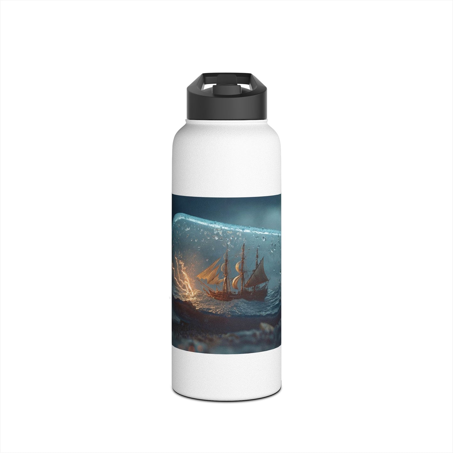 Storm-Sailed Ship in Bottle Water Bottle – Pocket-Sized Tempest Adventure