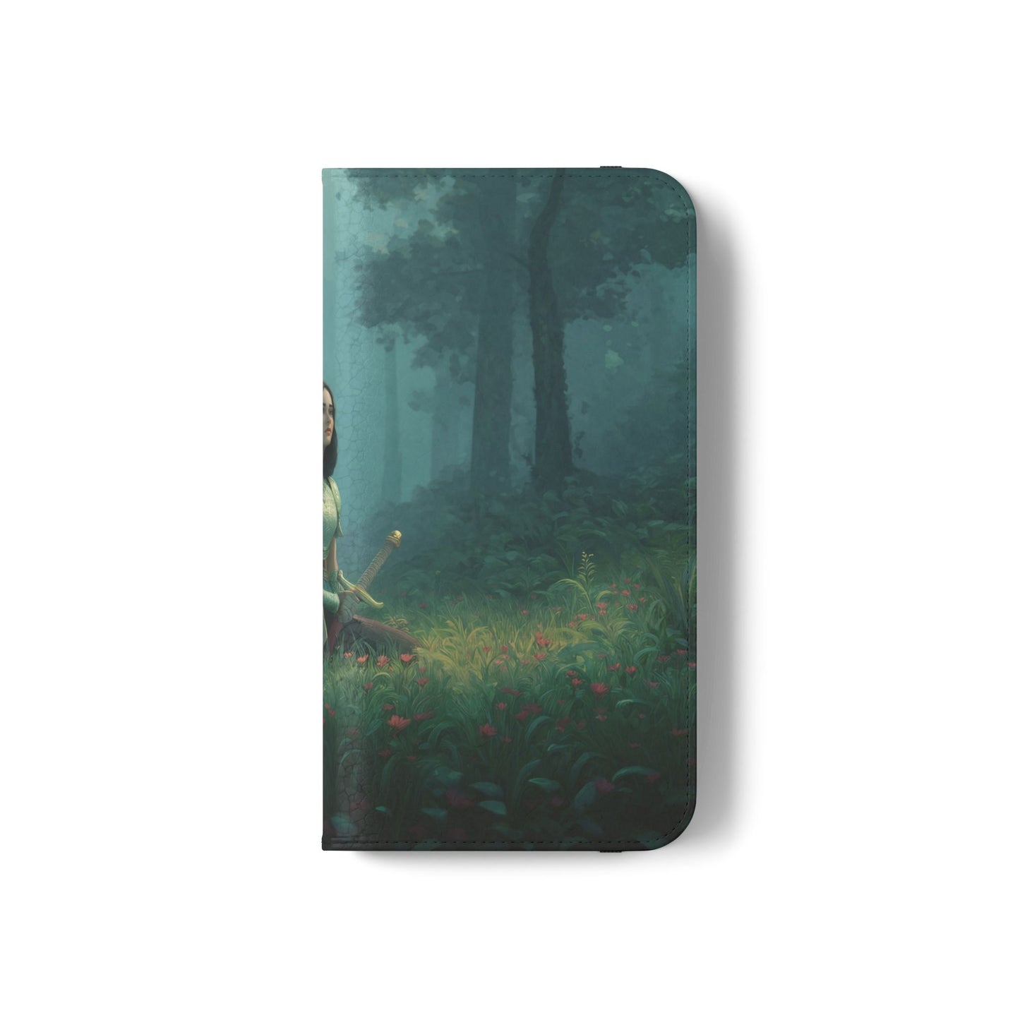 Woodland Sentinel Flip Cases – Green Knight in Misty Grove