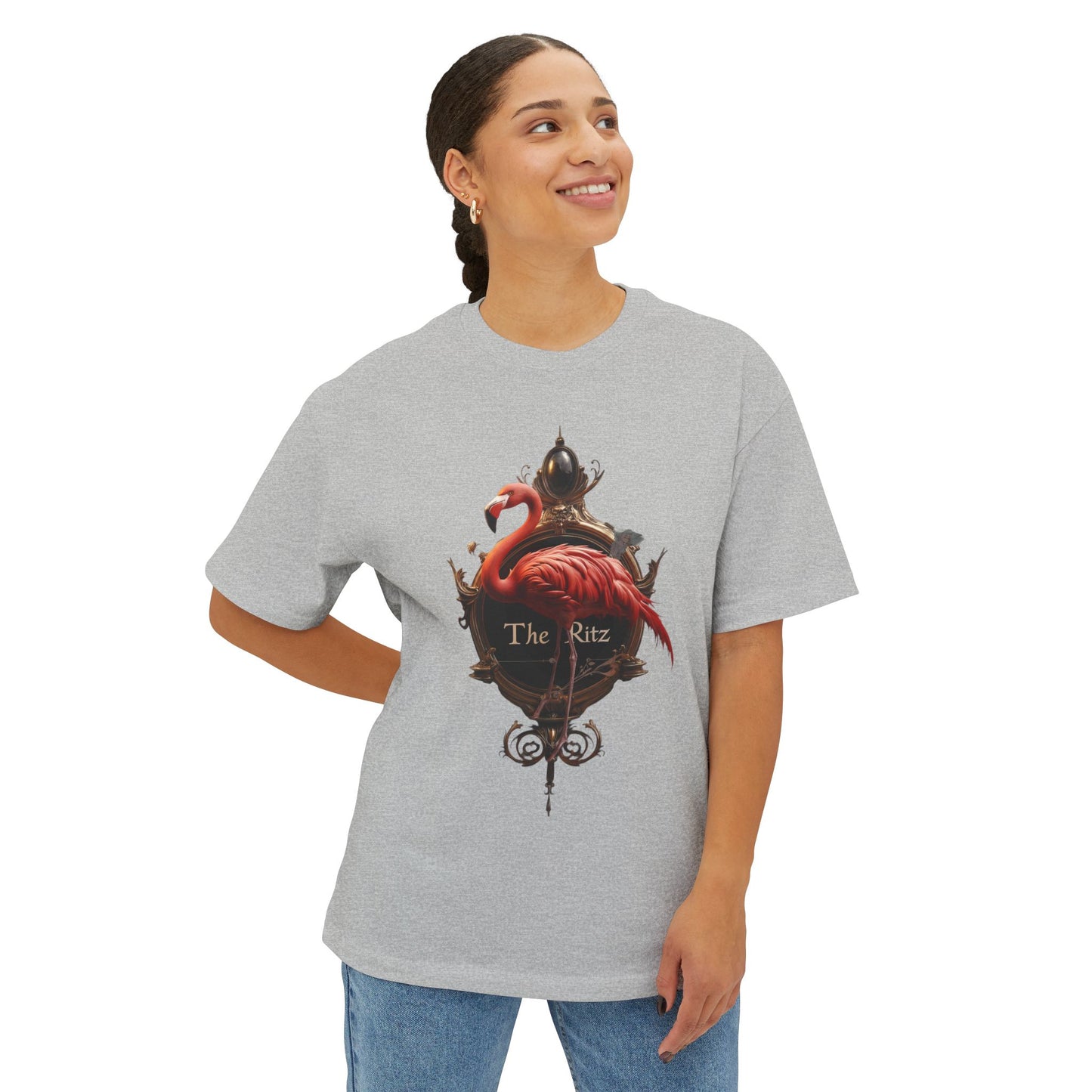 Ornate Frame Flamingo Tee – The Ritz Gilded Silhouette Boxy Shirt